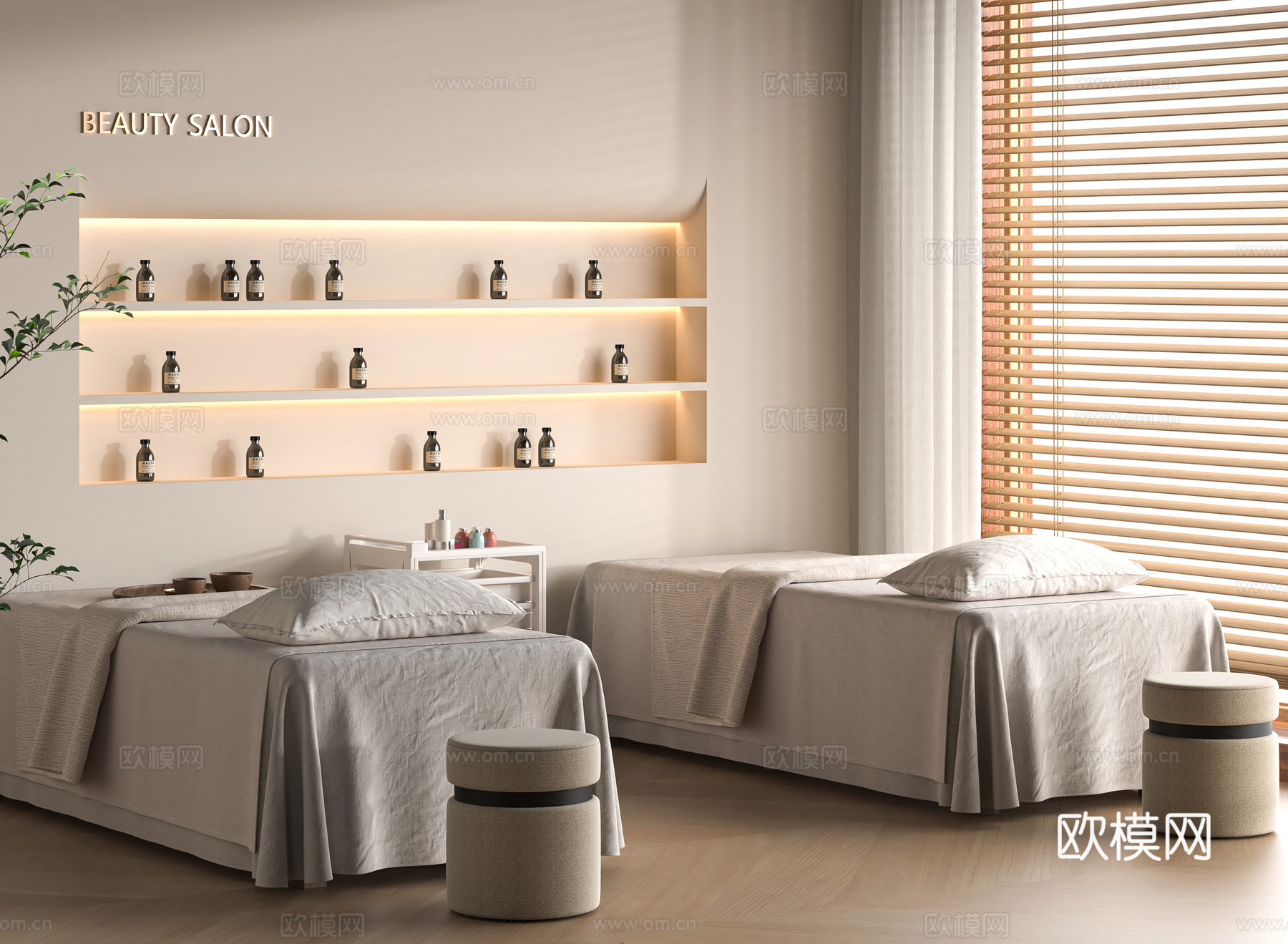 现代美容SPA 按摩床 SPA理疗床 护理床su模型
