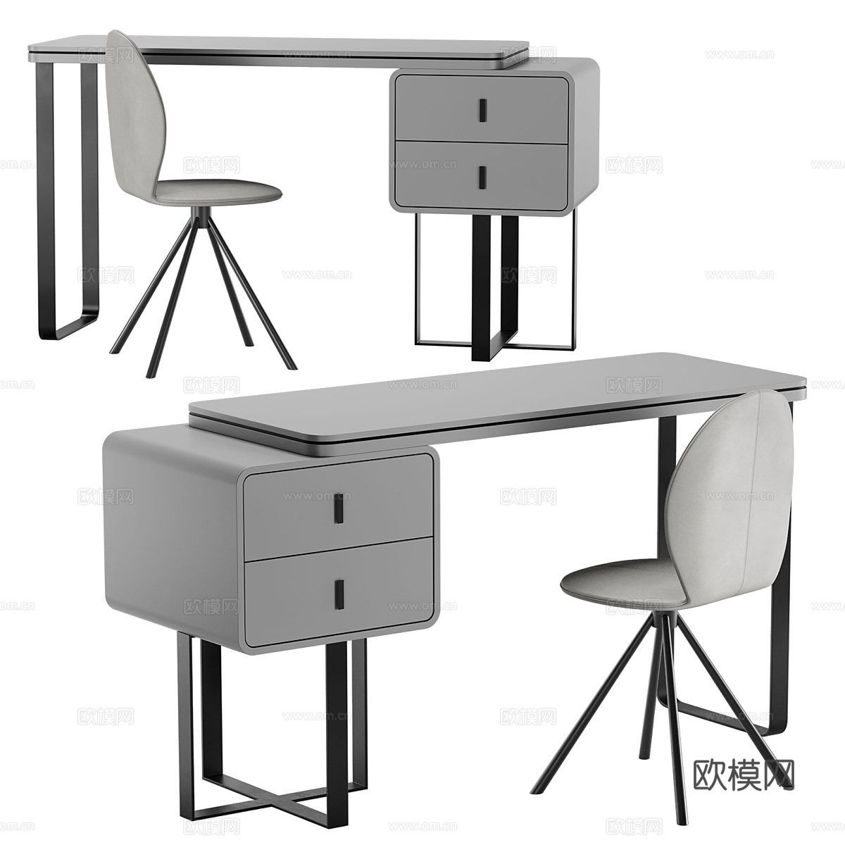 现代意式书桌椅3d模型