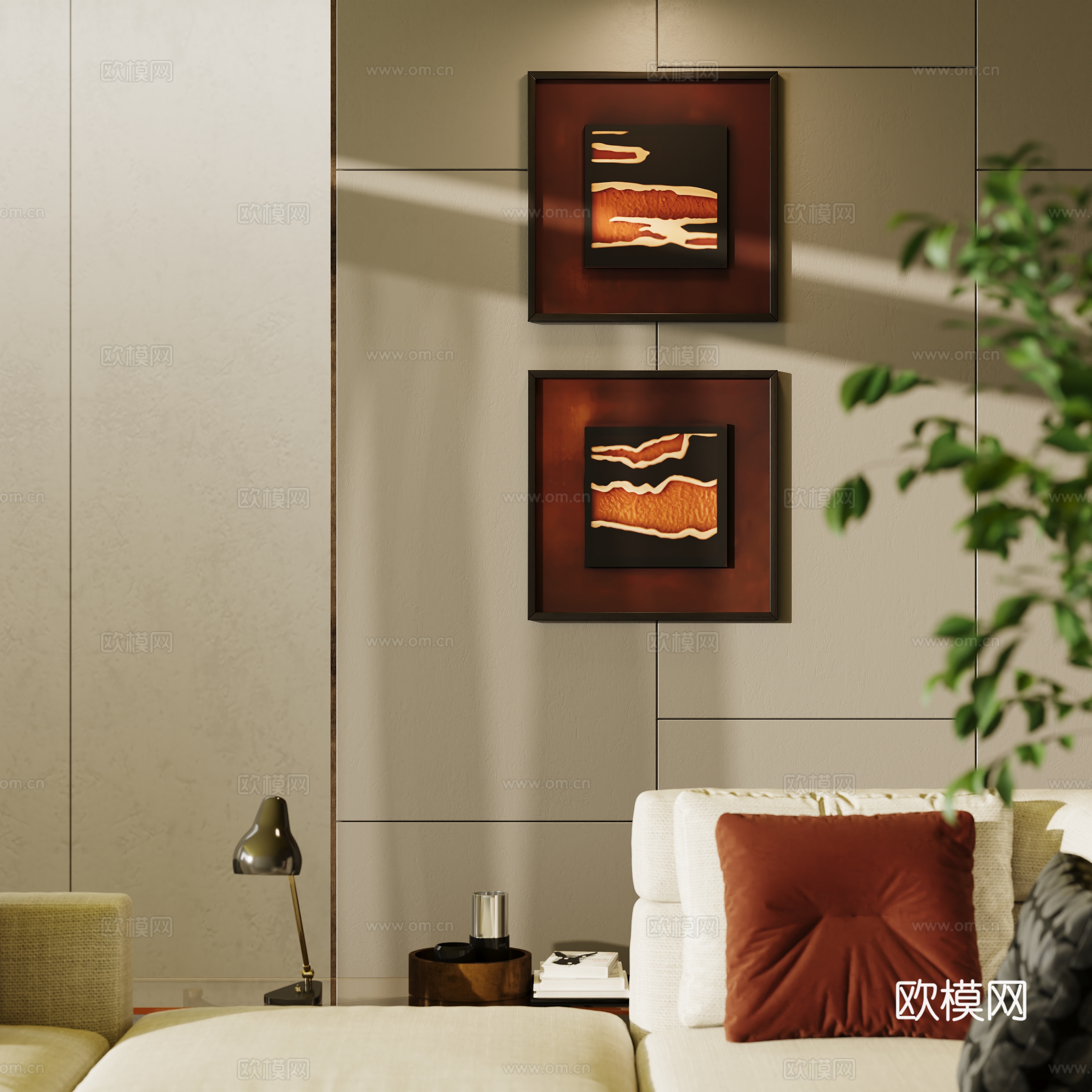 现代艺术装饰组合挂画3d模型