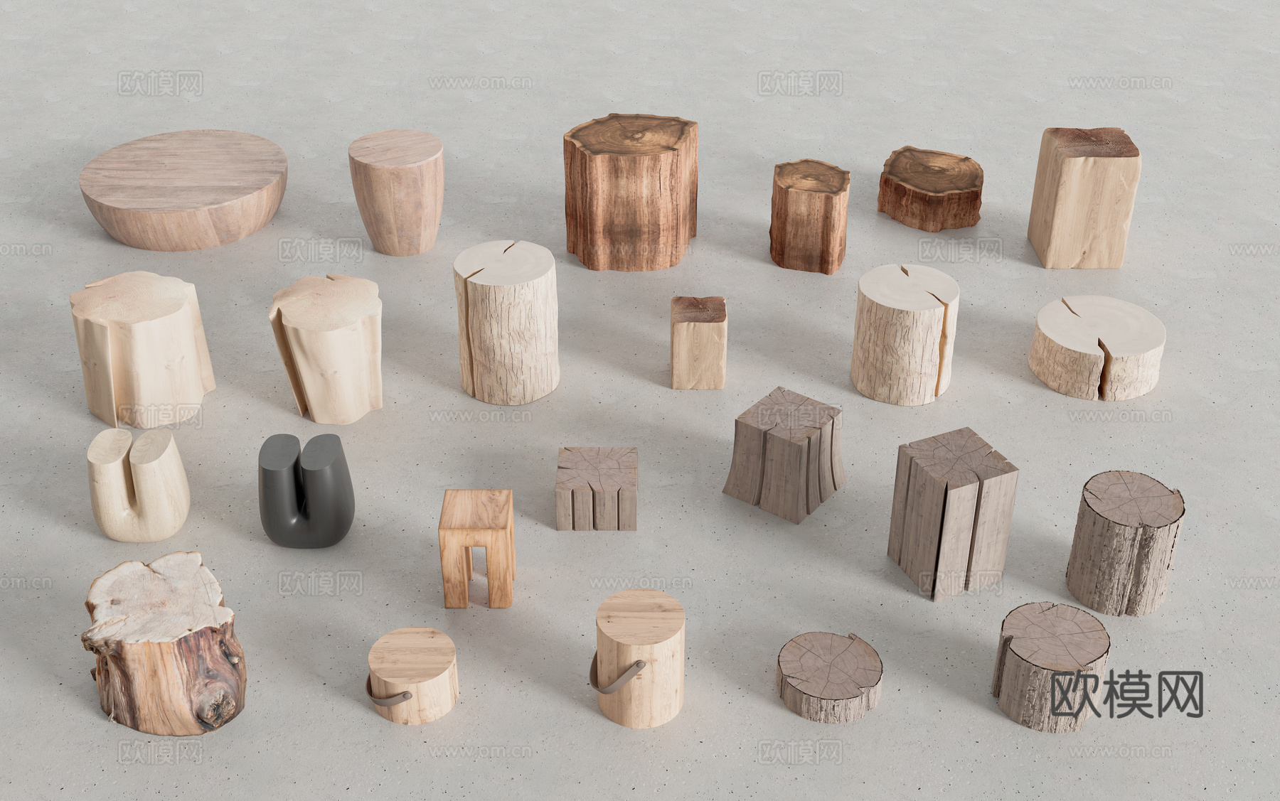 木头 木桩 木凳 小凳子su模型