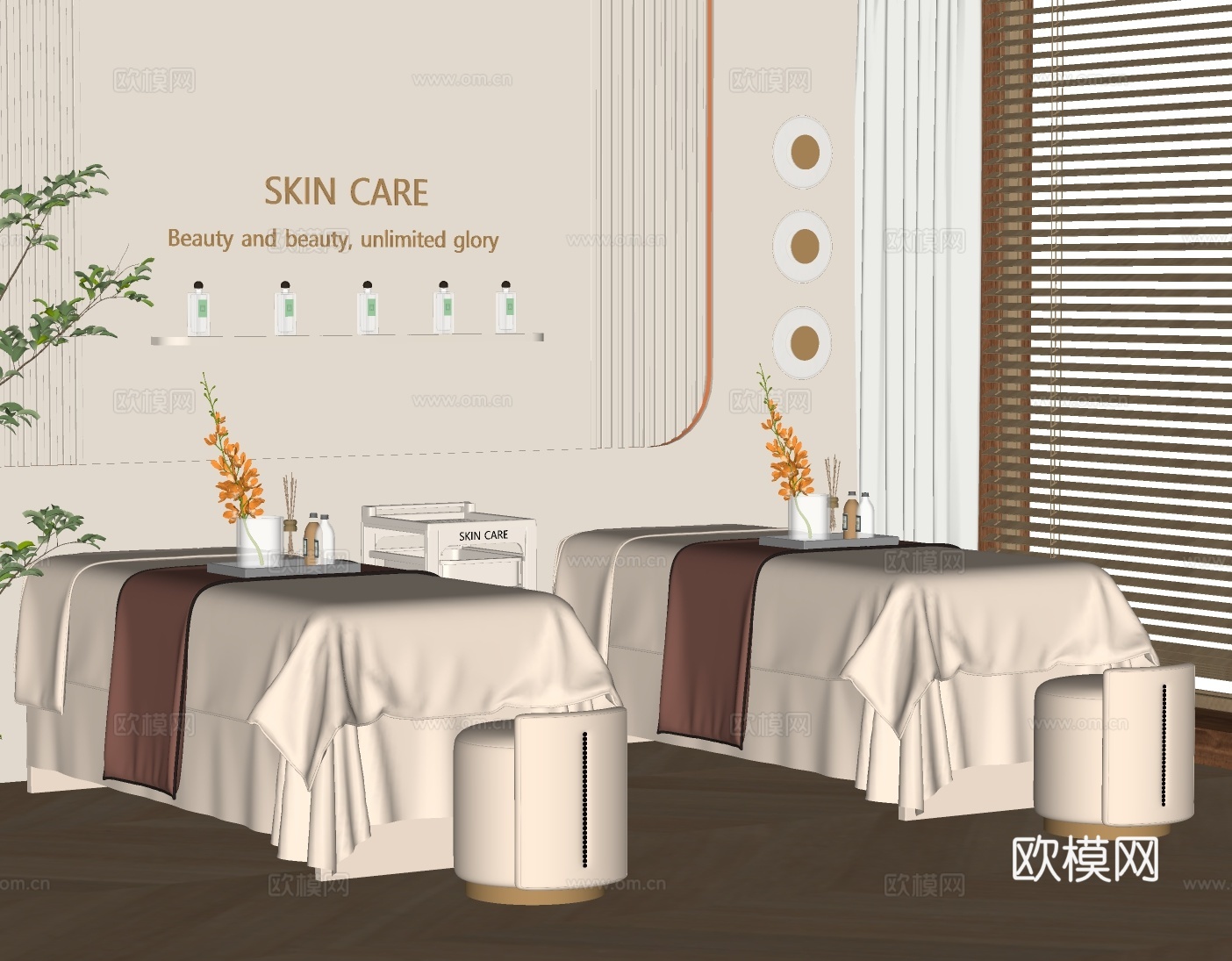现代美容SPA 按摩床 SPA理疗床 护理床su模型
