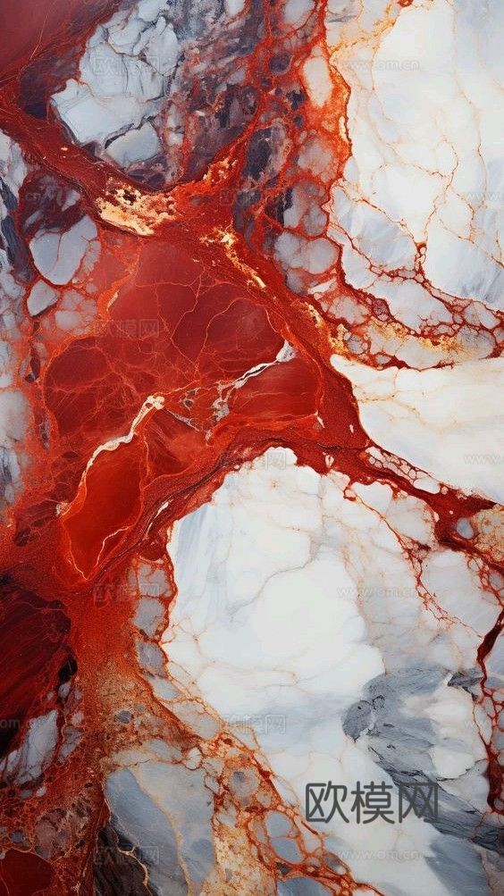 红色大理石 红色宝格丽 奢石 岩板 红白灰大理石 冰花 网状