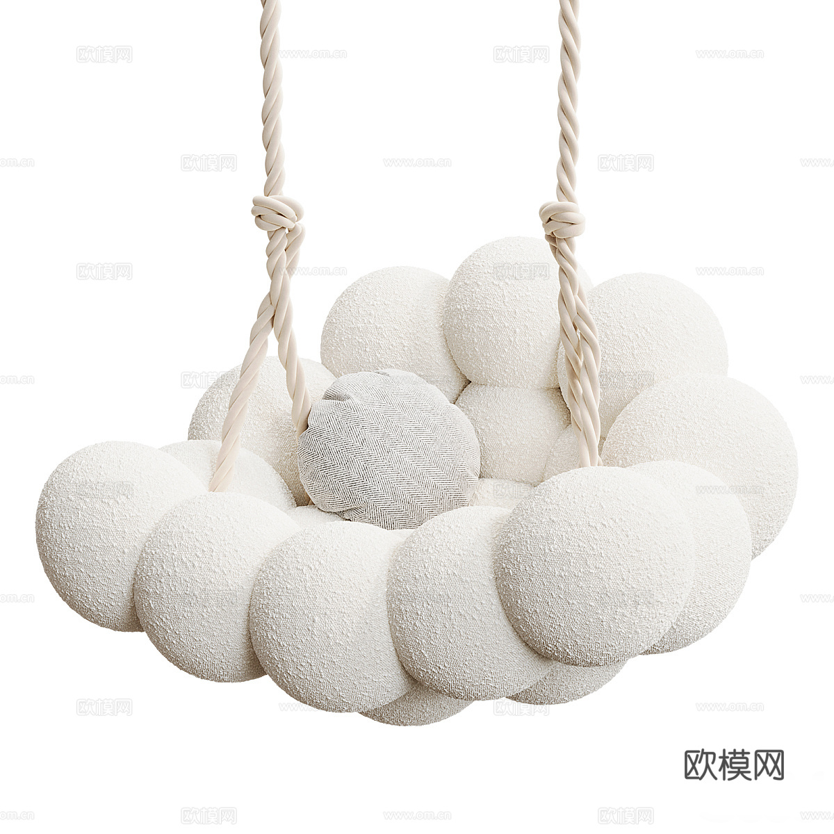 现代奶油风秋千椅 吊椅3d模型
