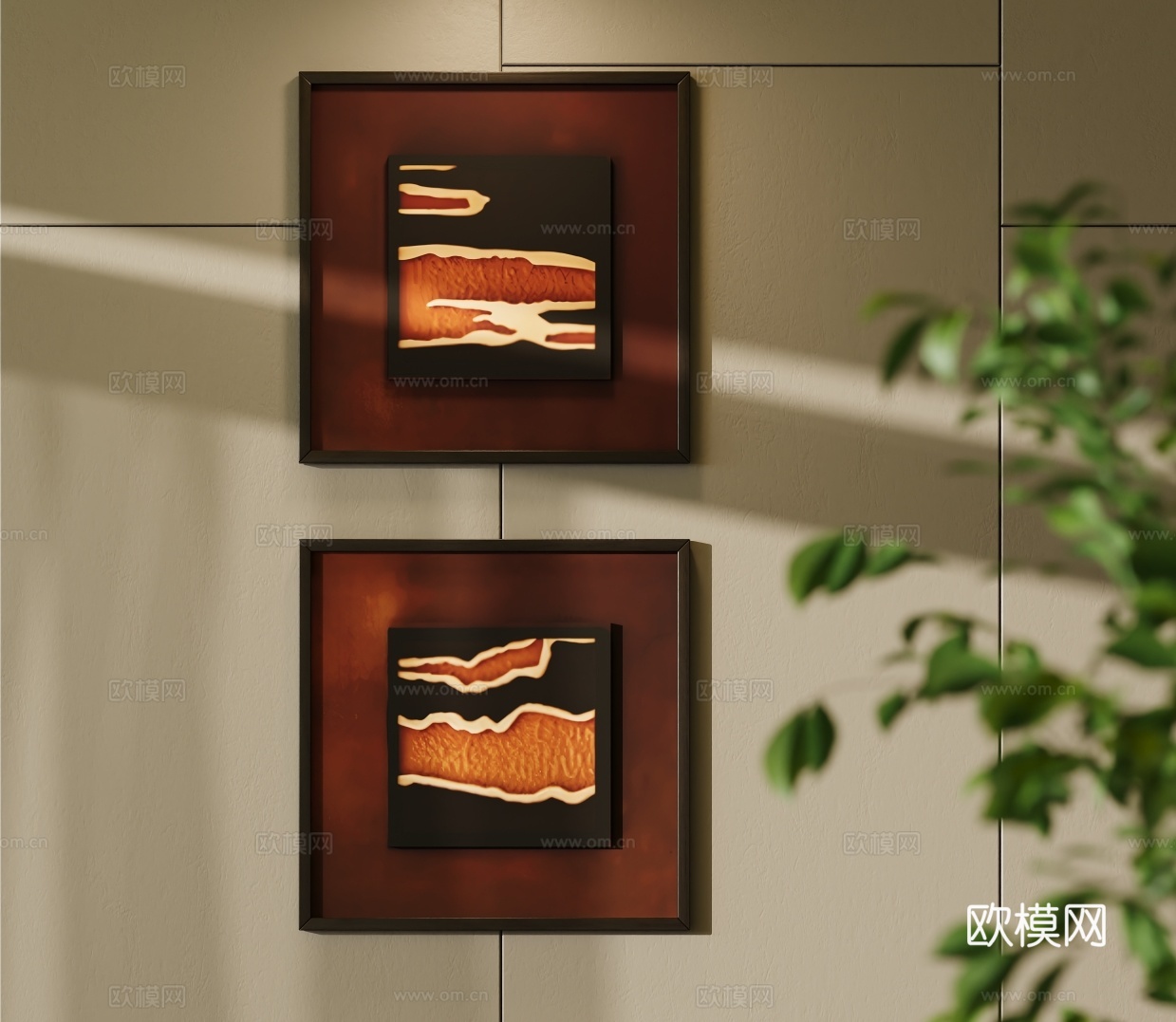 现代艺术装饰组合挂画3d模型