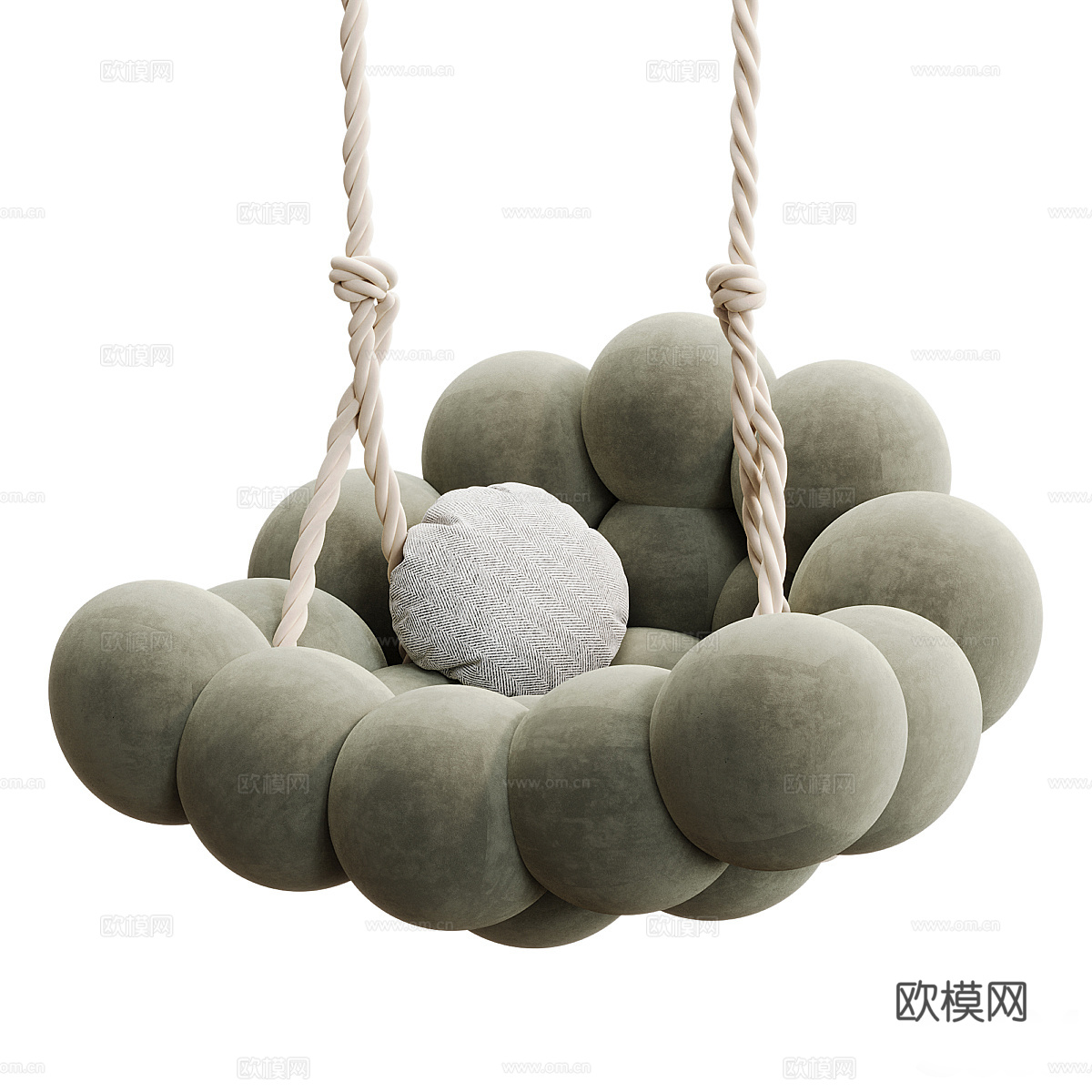 现代奶油风秋千椅 吊椅3d模型