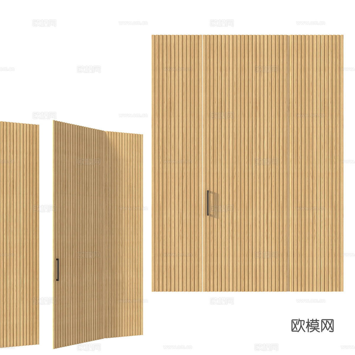 北欧简约房间门 入户门 卧室门  花园景观门3d模型