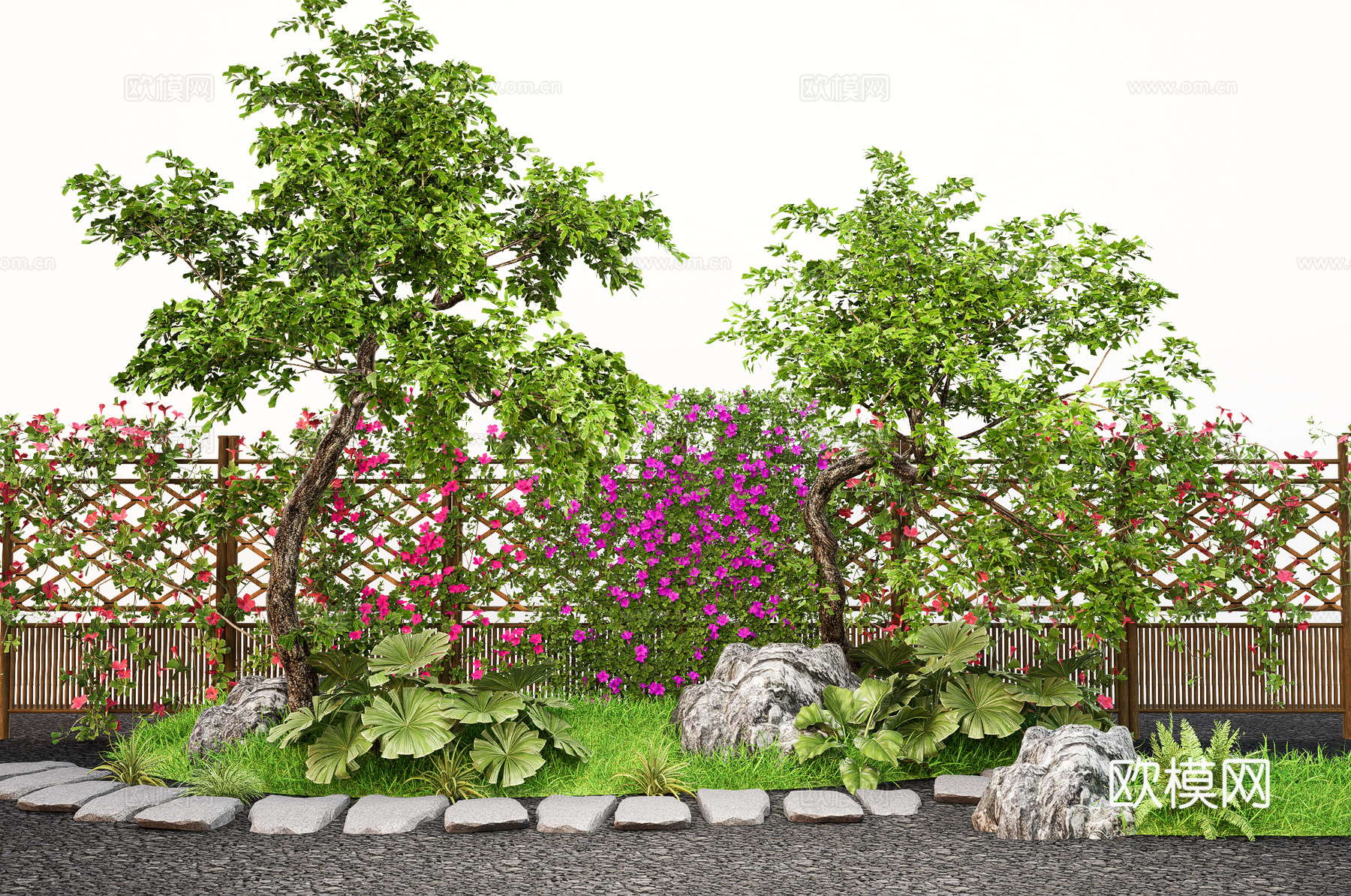 现代藤蔓 藤本爬藤植物 凌霄花牵牛花   景观造型树su模型