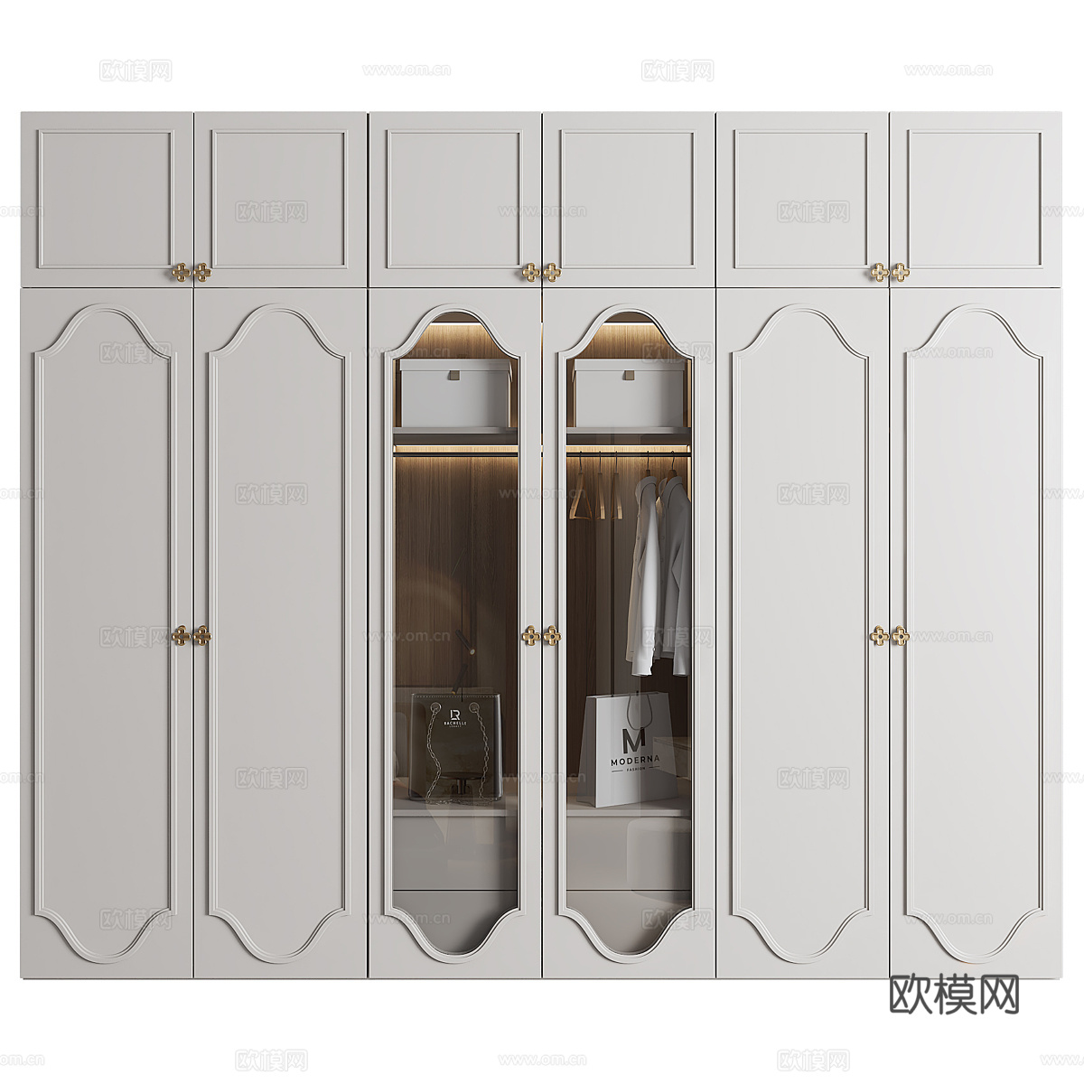 现代奶油风衣柜3d模型