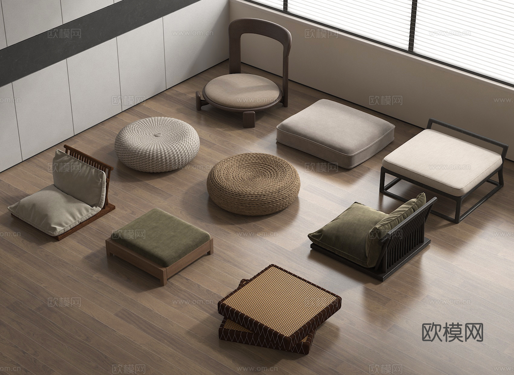 蒲团 坐垫 茶椅3d模型