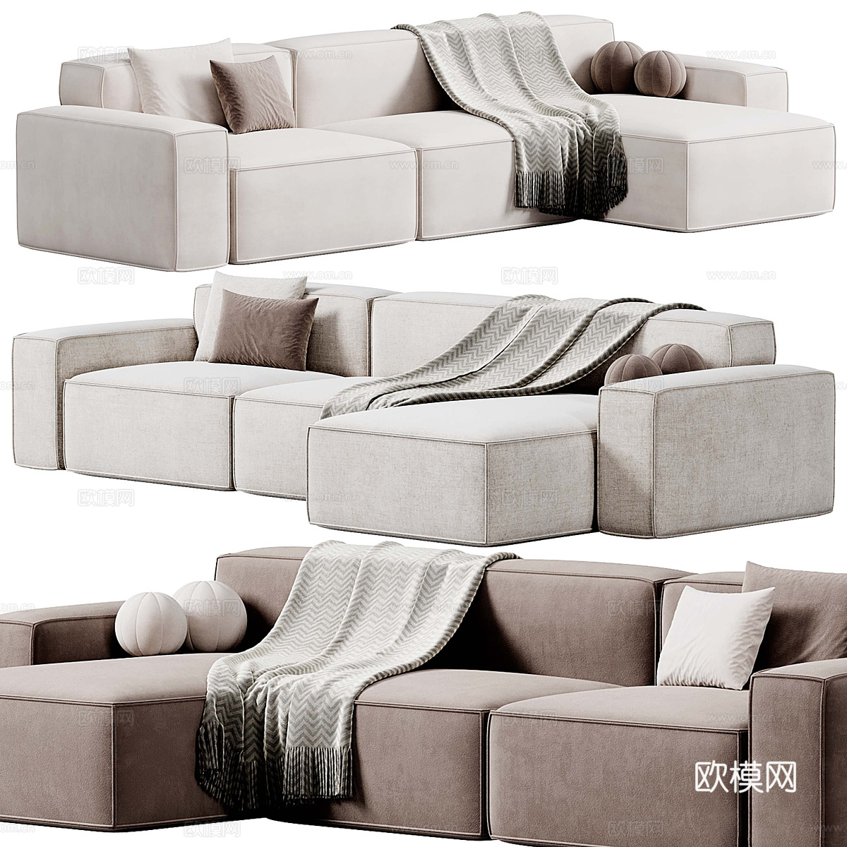现代意式 Lavsit 转角沙发3d模型下载（渲染图1）