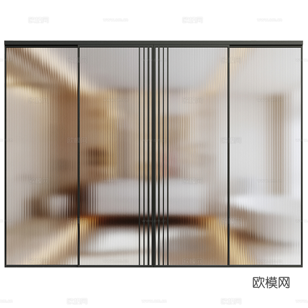 现代极简玻璃推拉门3d模型