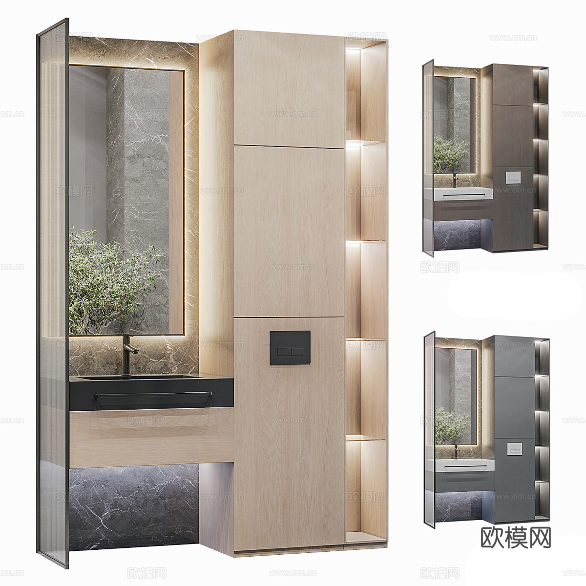 现代意式极简浴室柜3d模型