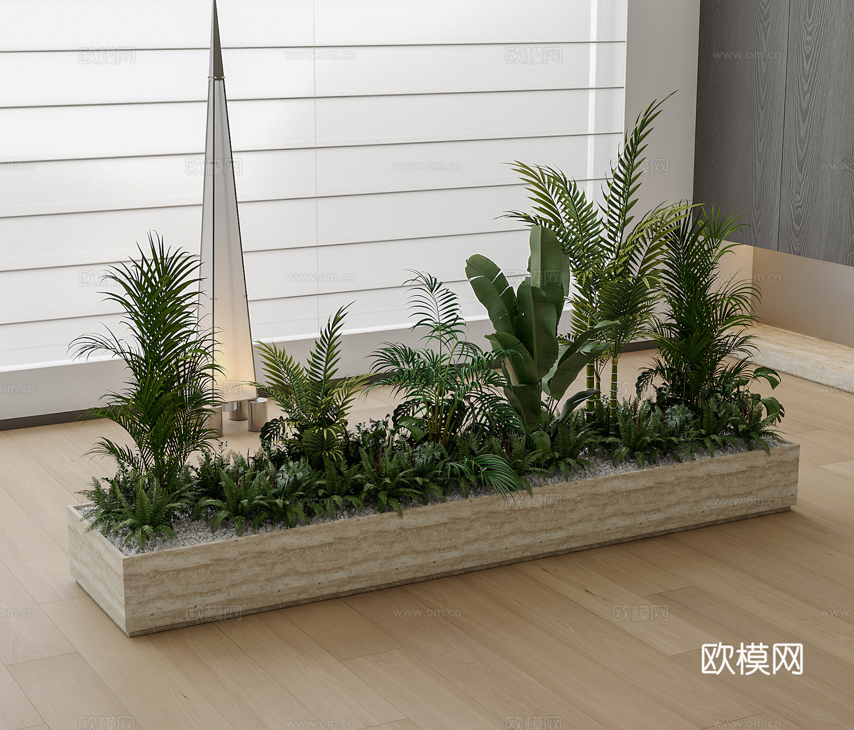 现代植物堆 盆栽 绿植 落地灯3d模型
