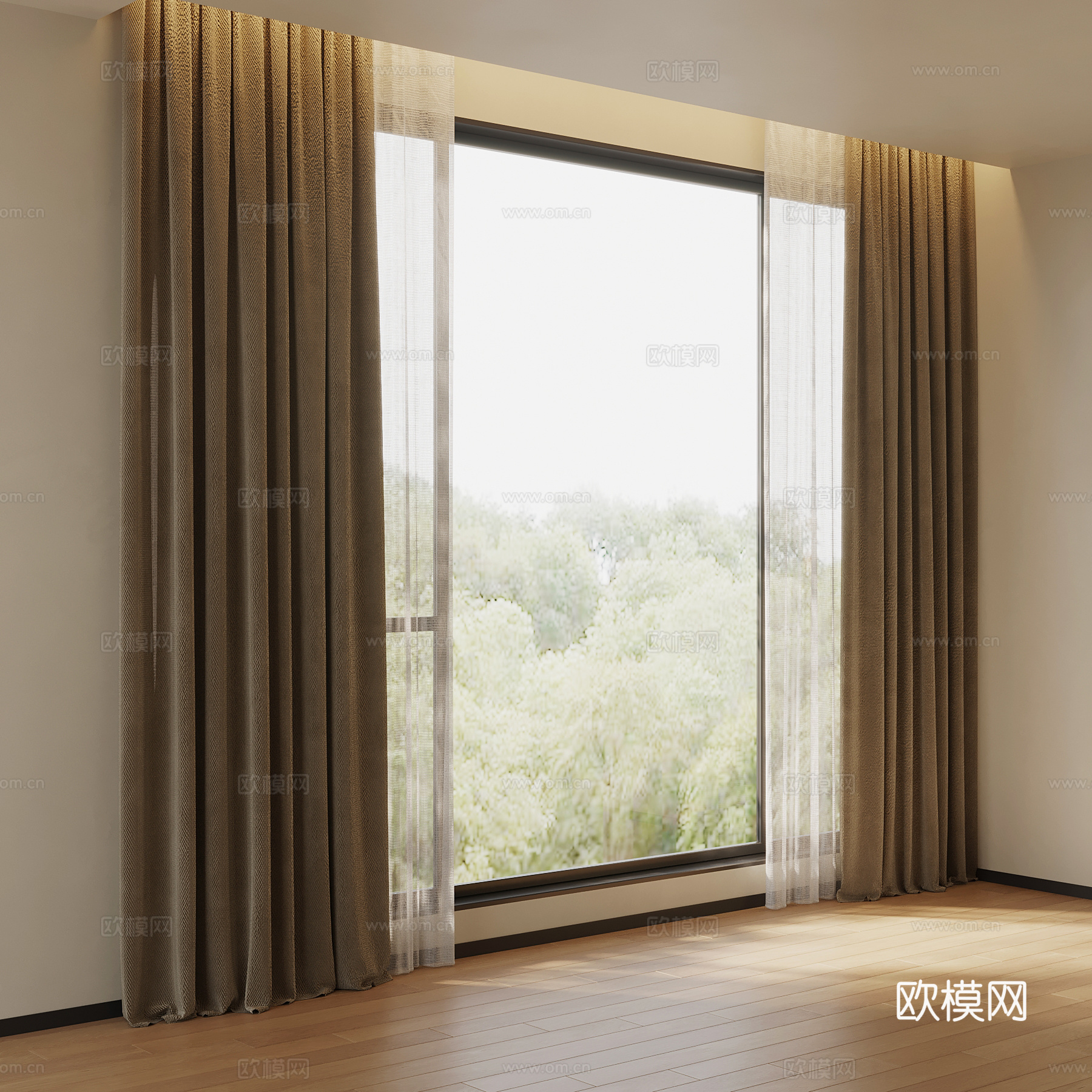窗帘 现代简约窗帘3d模型