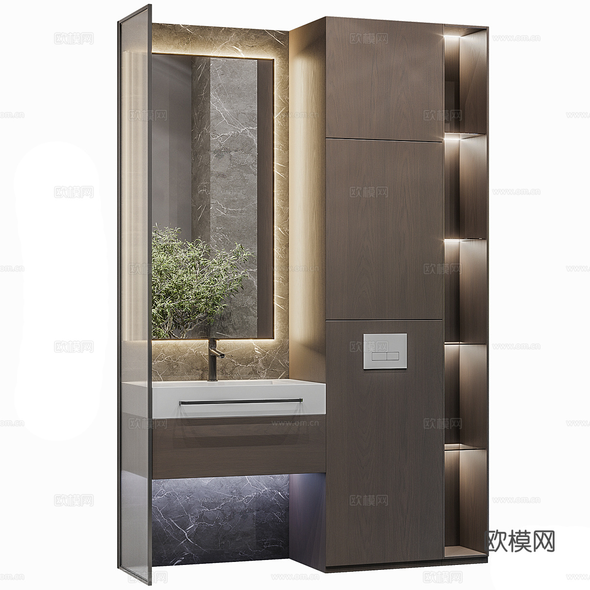 现代意式极简浴室柜3d模型