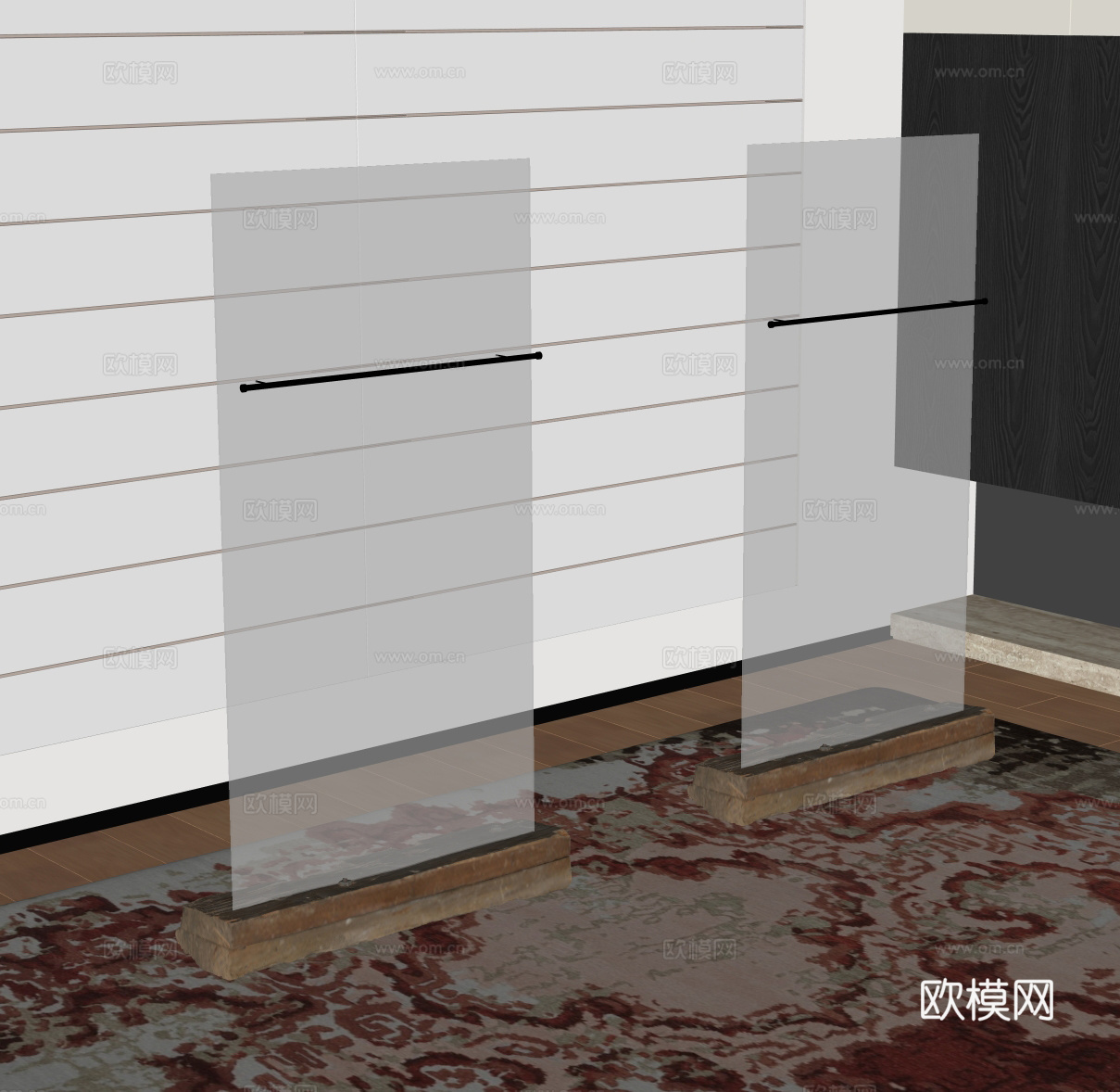 现代衣架玻璃展示架su模型