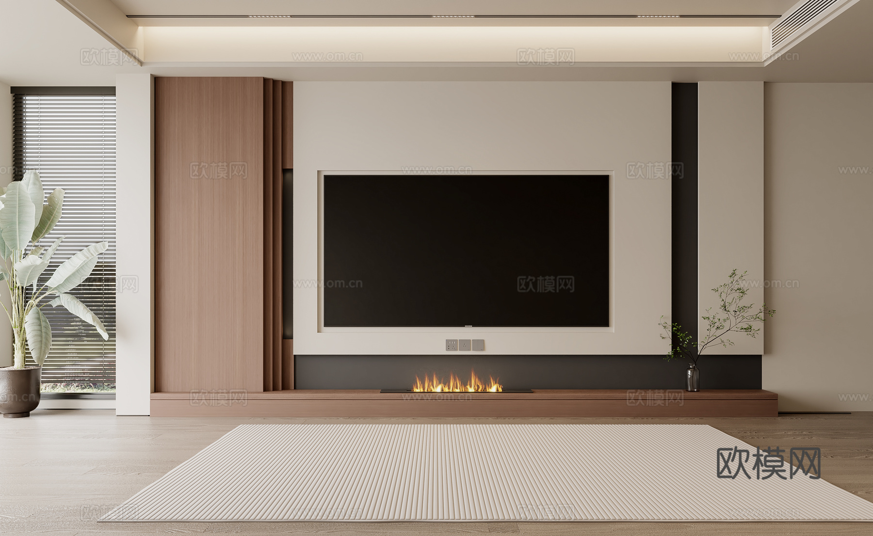 客厅电视背景墙3d模型