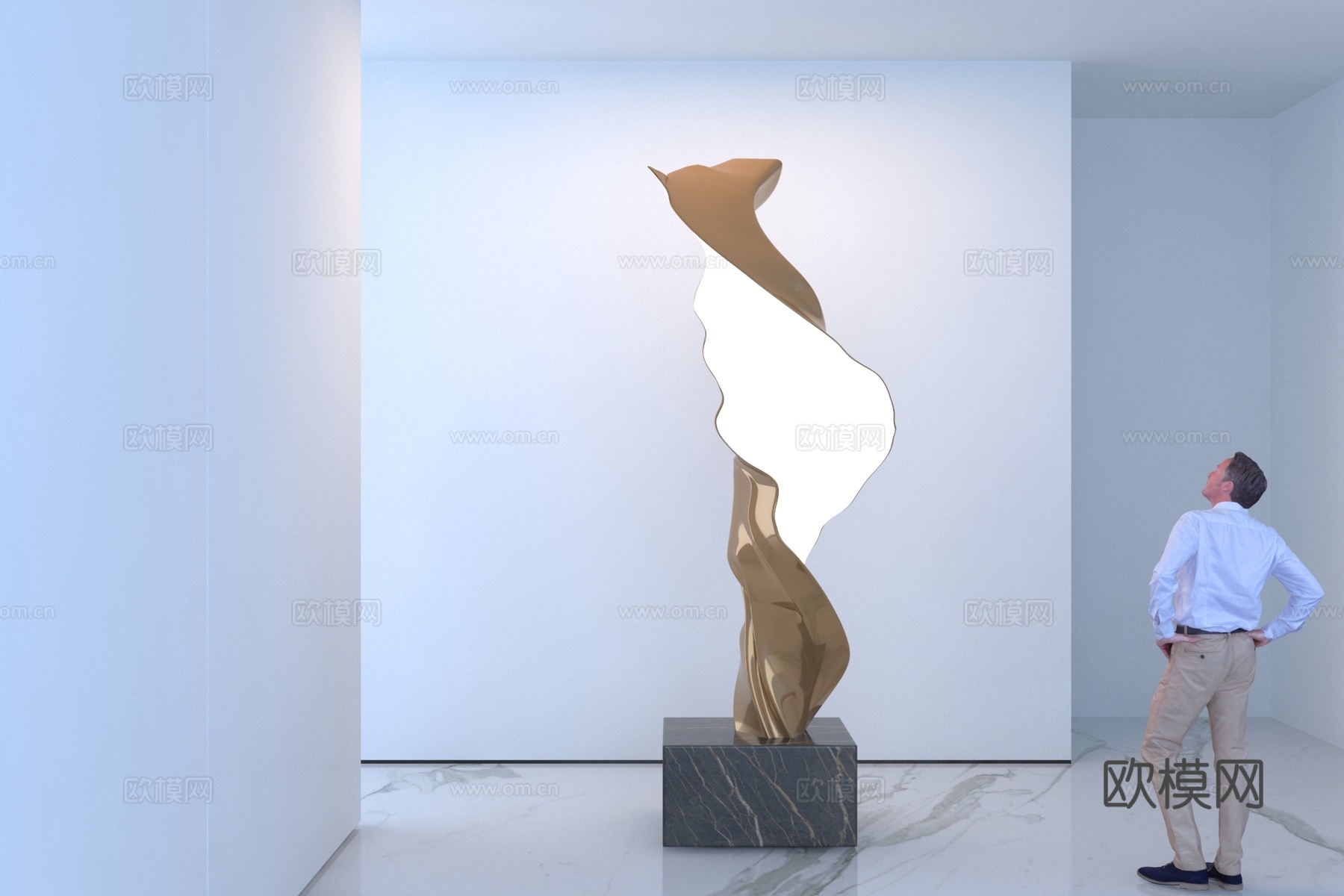 现代抽象雕塑摆件3d模型