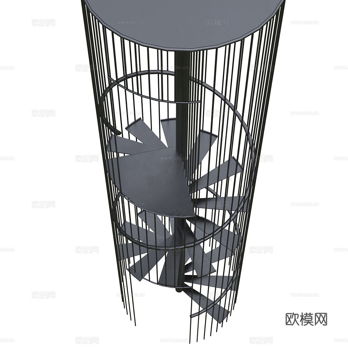 现代钢结构螺旋楼梯3d模型
