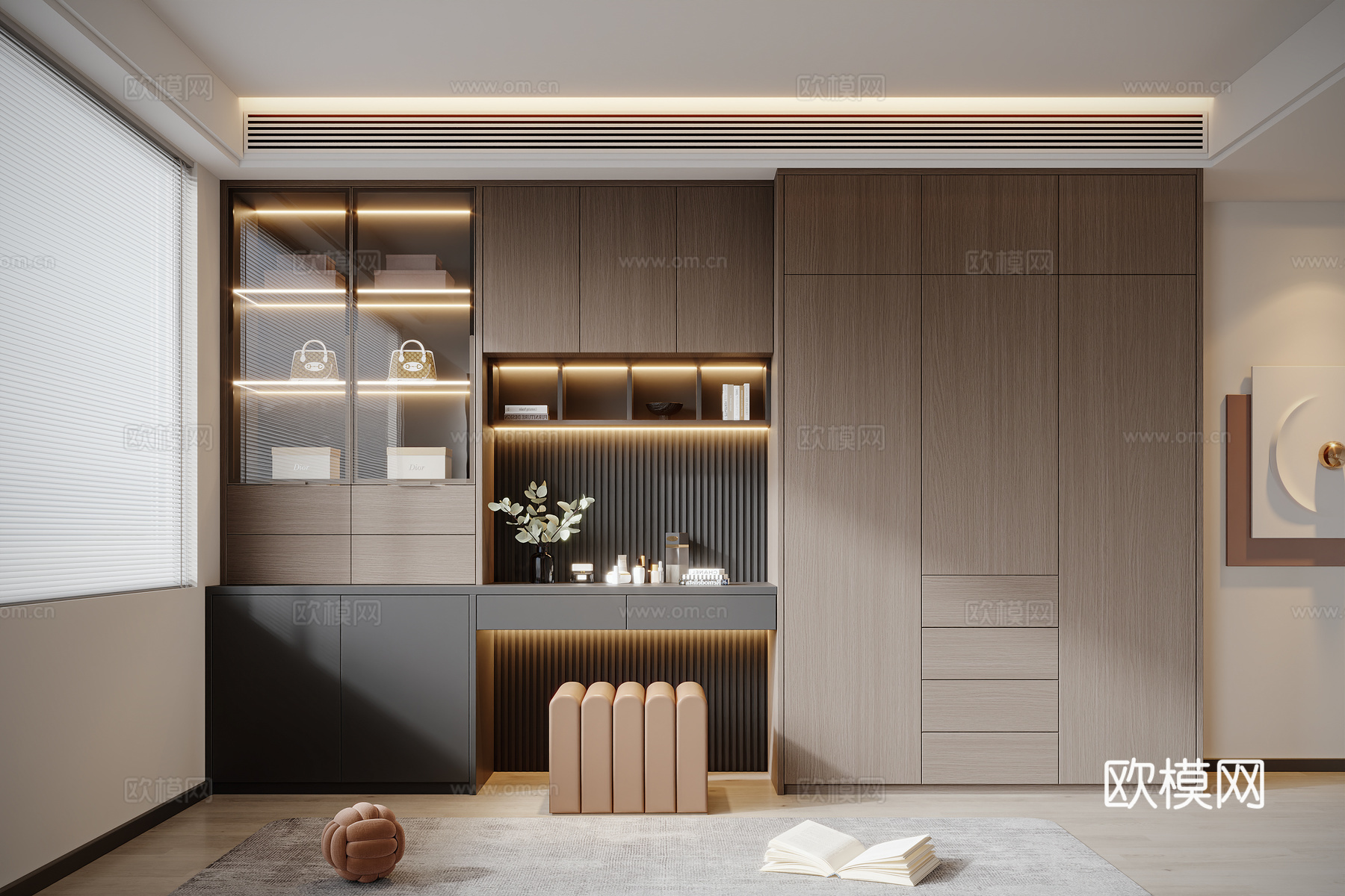 现代衣柜凳子挂画3d模型下载