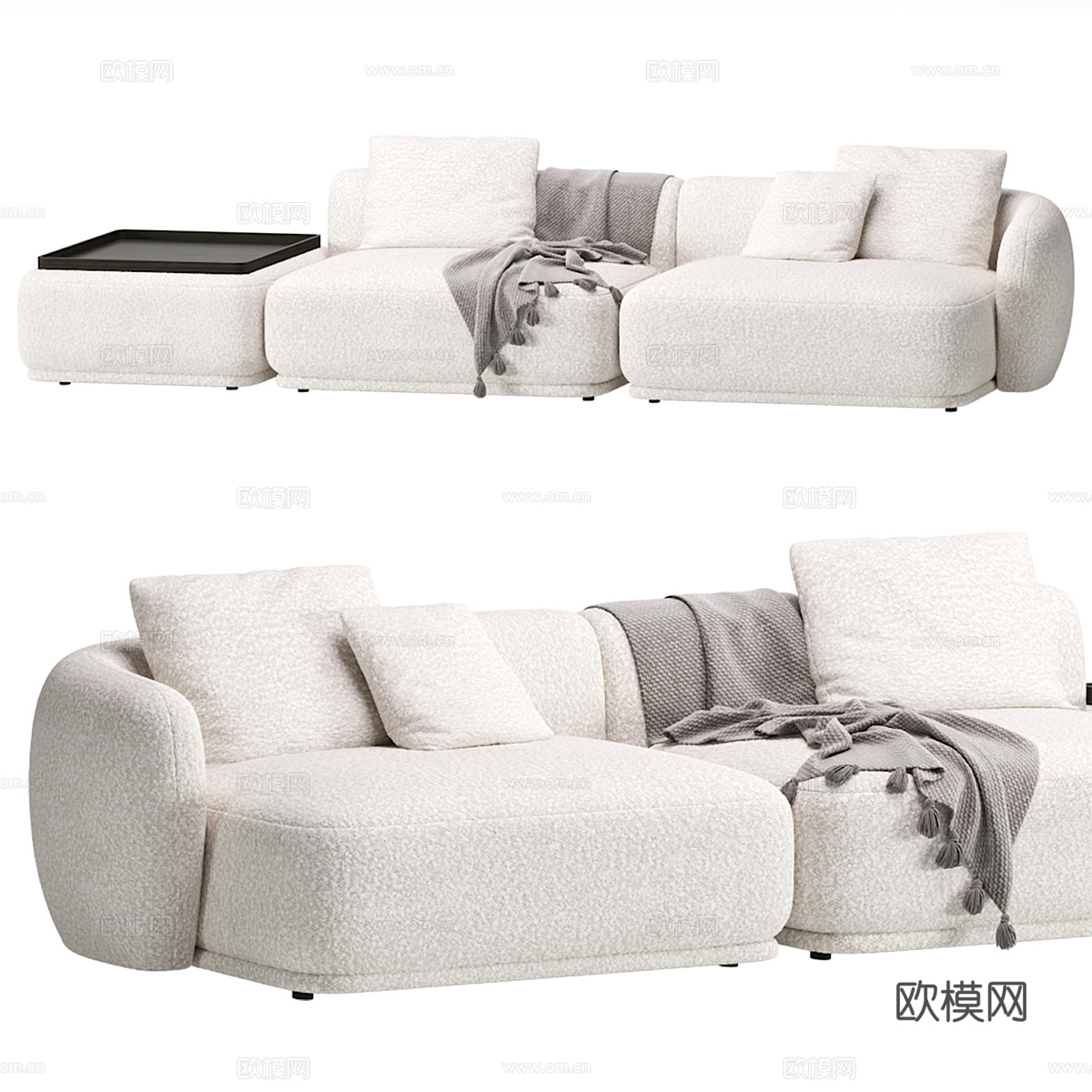 现代意式奶油风 Fabro 组合沙发3d模型