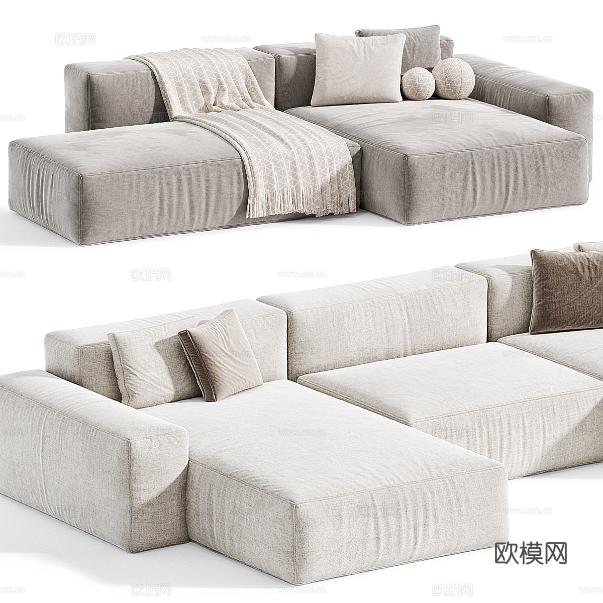 现代意式奶油风 MODO 组合沙发3d模型
