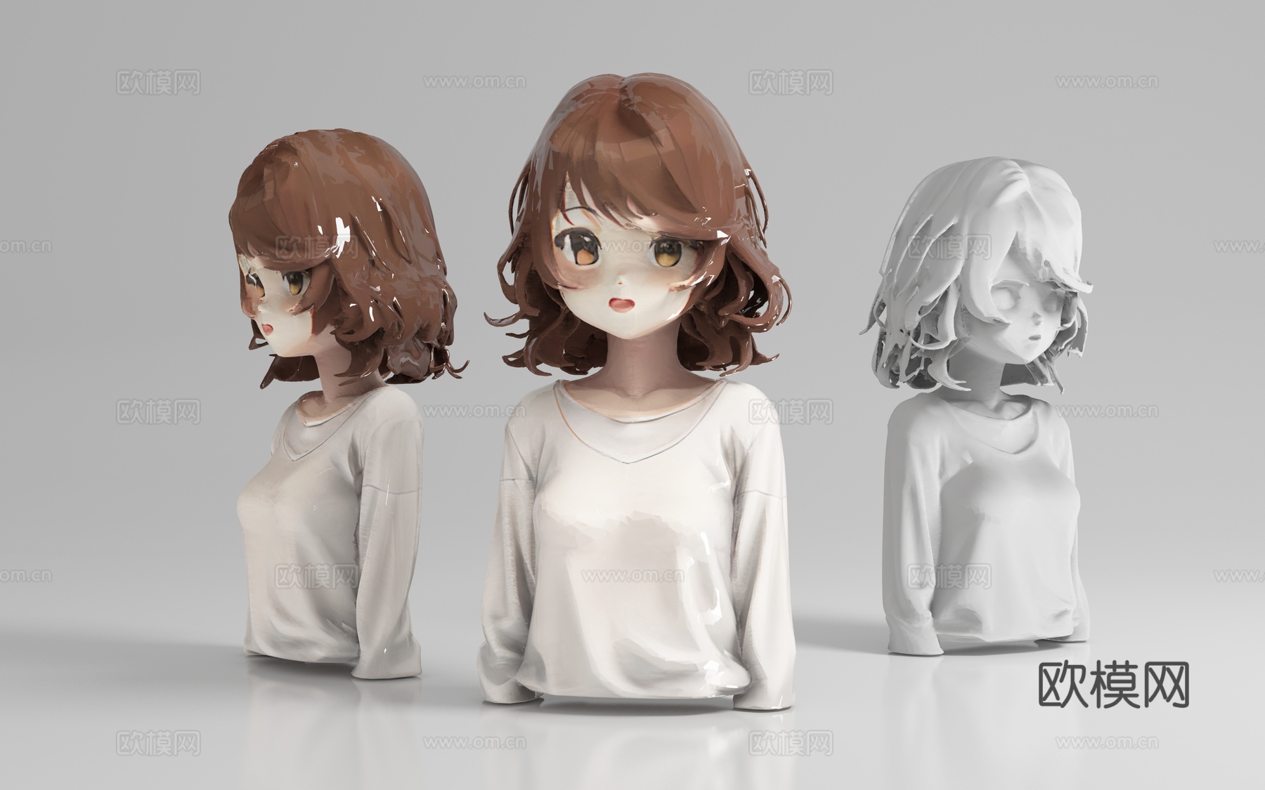 女孩 女人 女性 半身像 雕塑 摆件 手办 卡通 游戏 角色3d模型