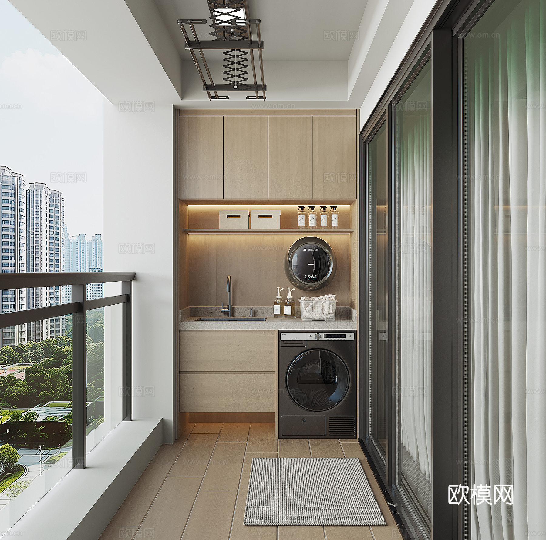 现代生活阳台su模型