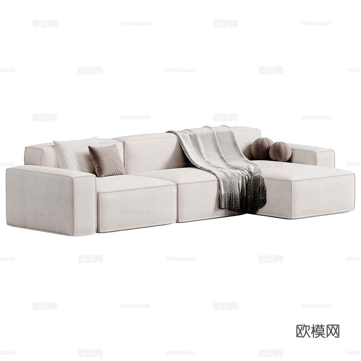 现代意式 Lavsit 转角沙发3d模型下载（渲染图2）