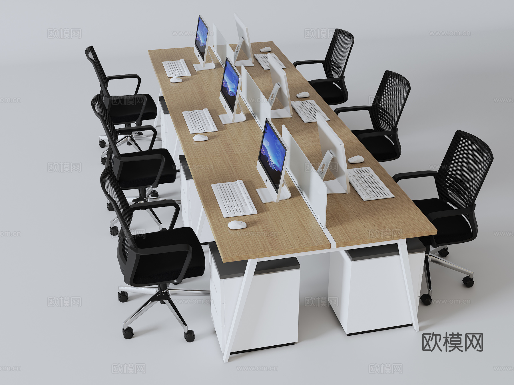 员工办公桌3d模型