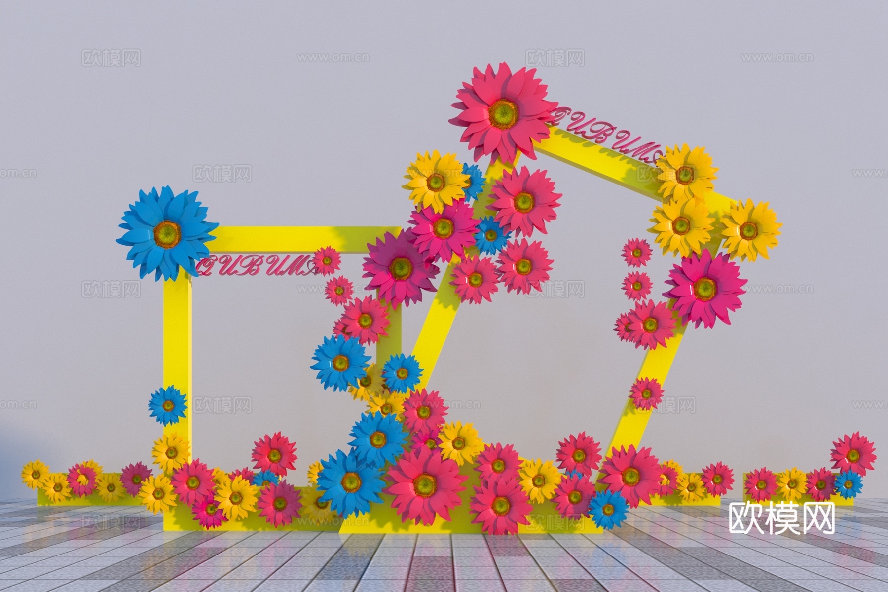 现代花朵相框美陈3d模型