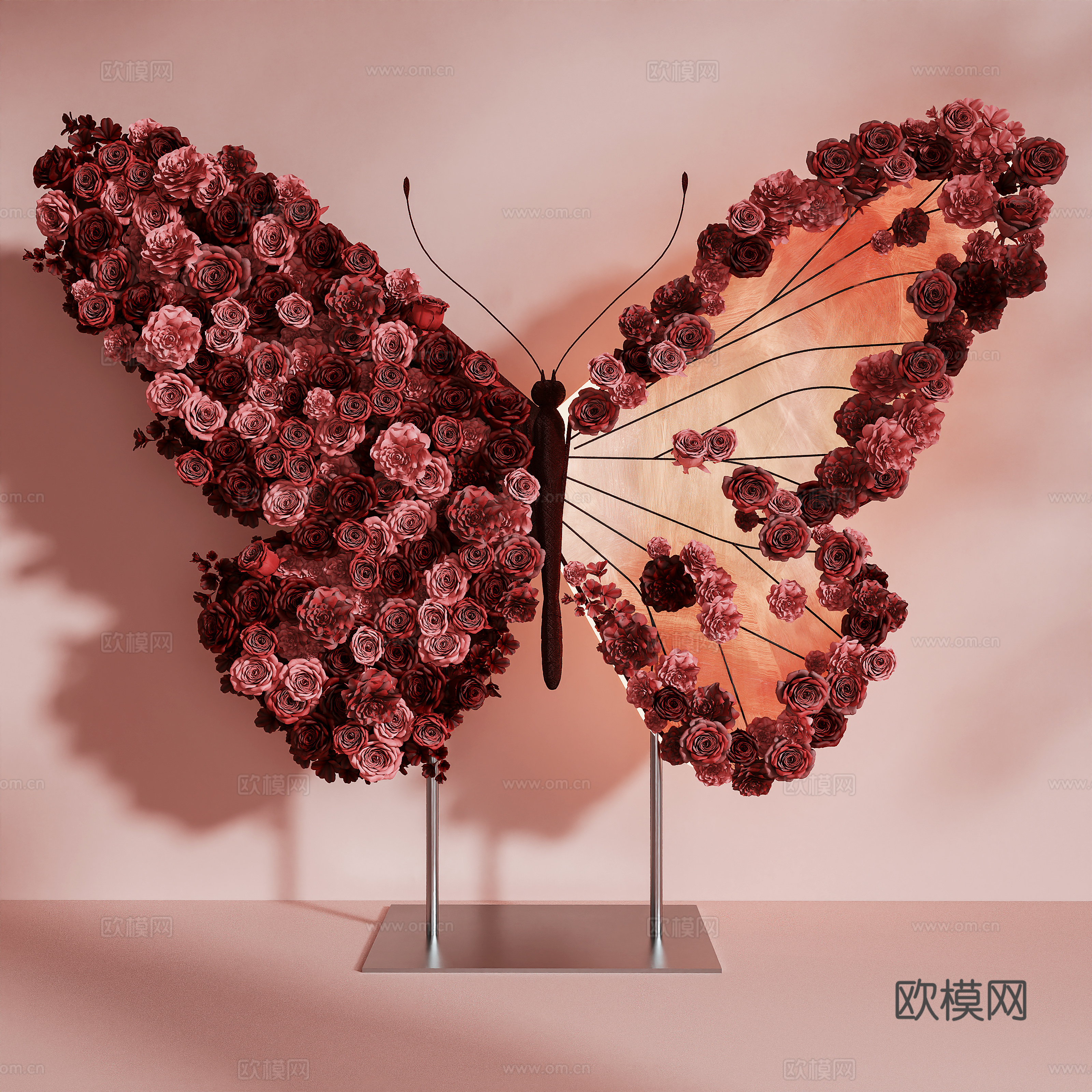 艺术装置 蝴蝶 装饰花3d模型