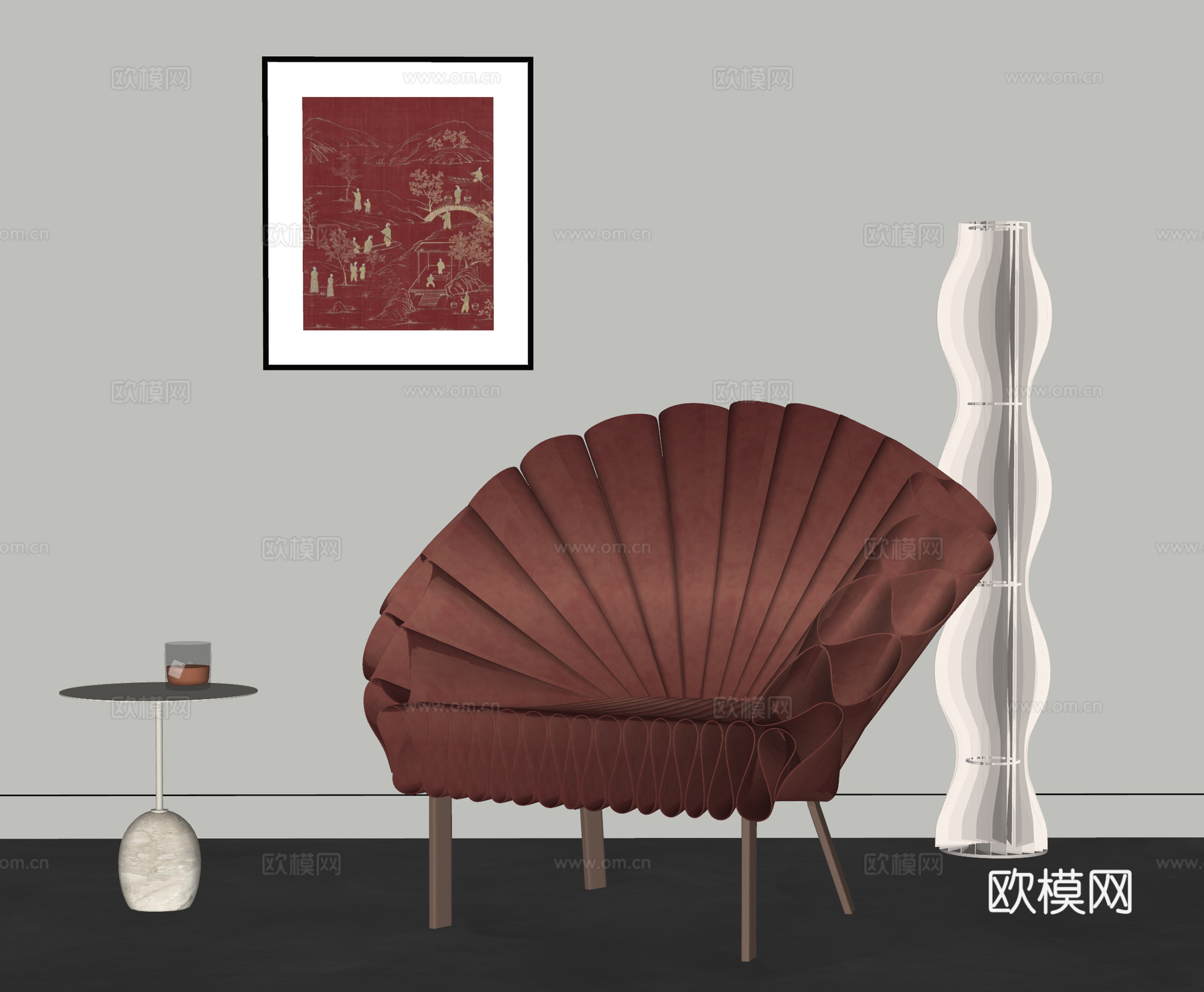 EDRA 新中式孔雀椅 休闲椅 扶手椅 现代休闲椅su模型