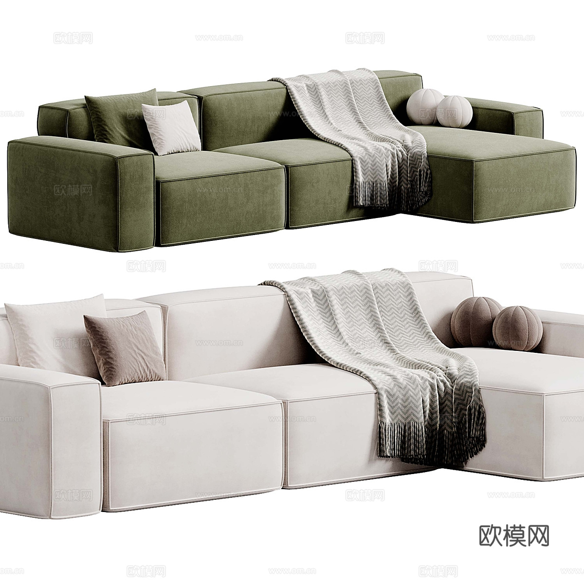 现代意式 Lavsit 转角沙发3d模型下载（渲染图3）