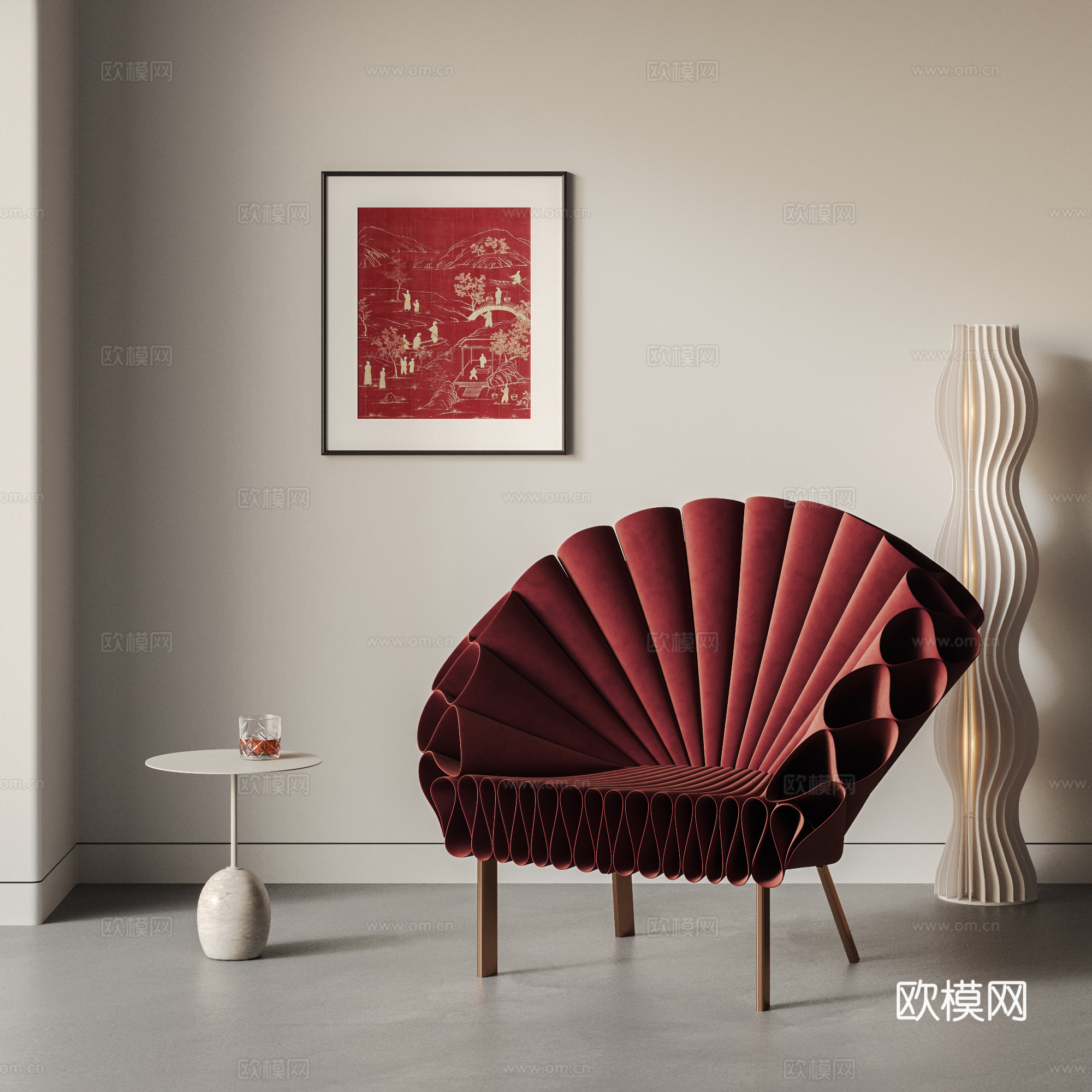EDRA 新中式孔雀椅 休闲椅 扶手椅 现代休闲椅su模型