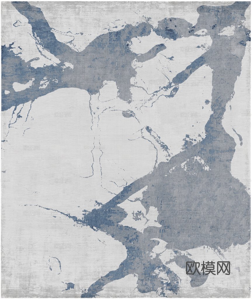 新中式蓝墨地毯 现代简约地毯