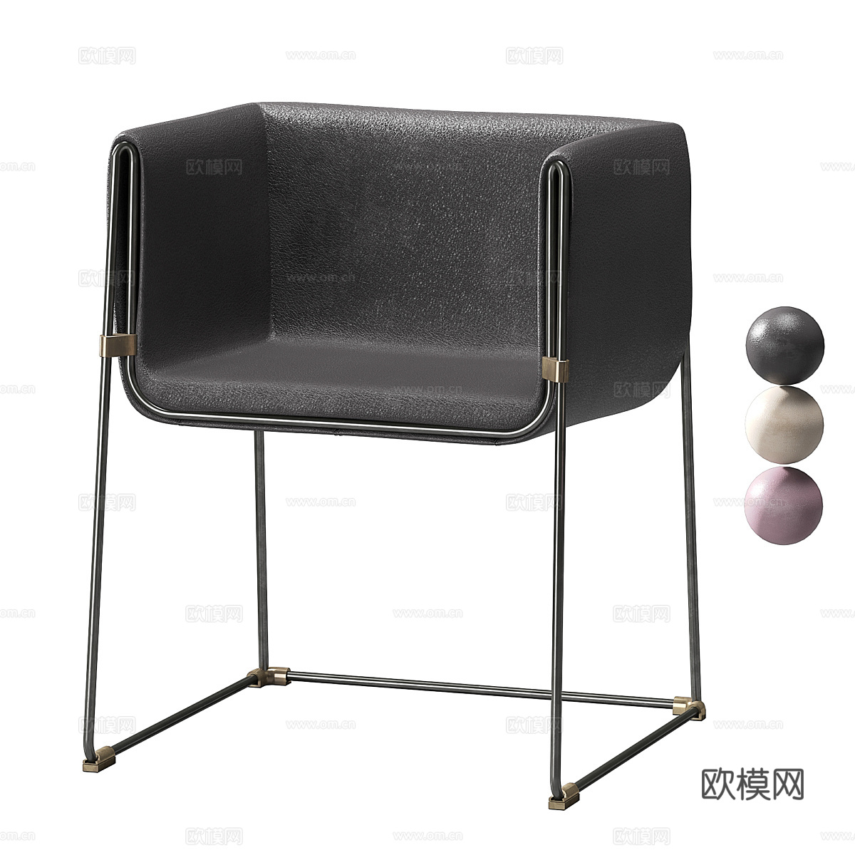 现代极简皮革扶手椅3d模型