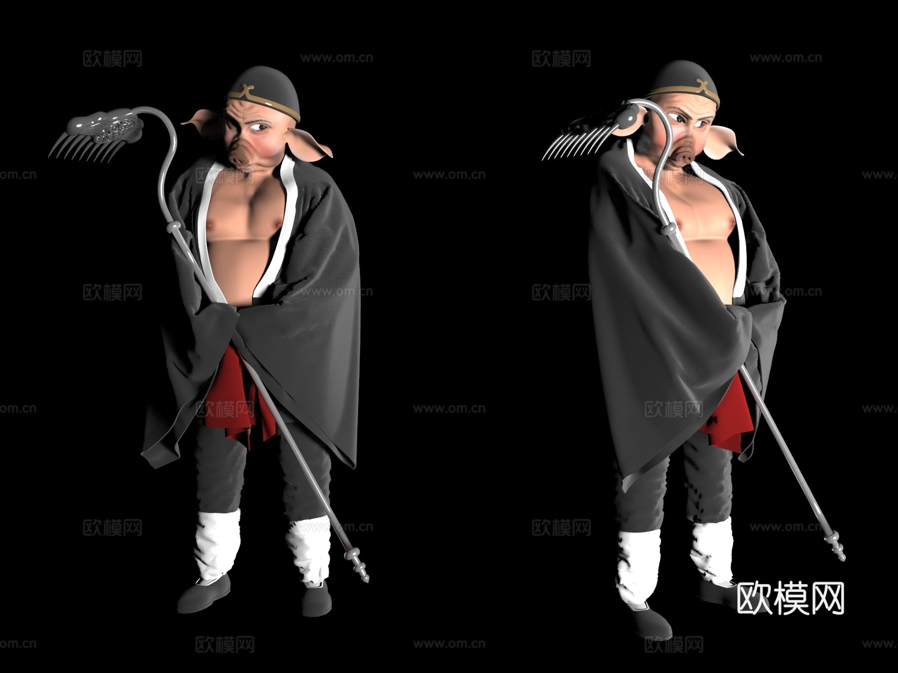 猪八戒 二师兄 西游记人物 男性和尚 卡通人物公仔娃娃3d模型
