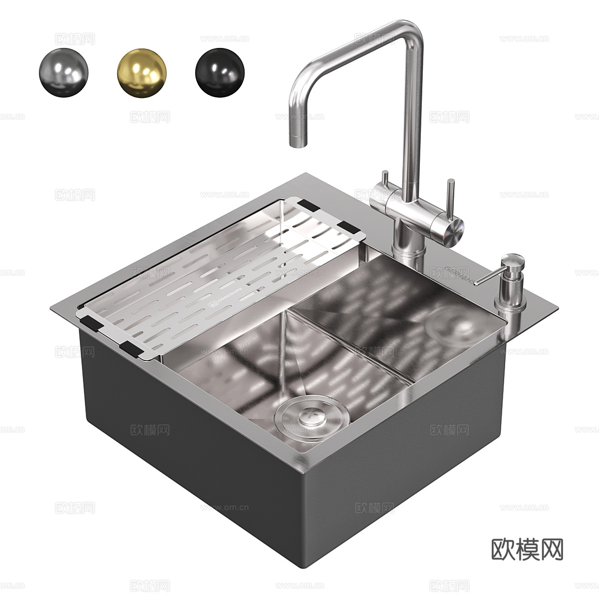 现代不锈钢水槽 洗菜盆3d模型
