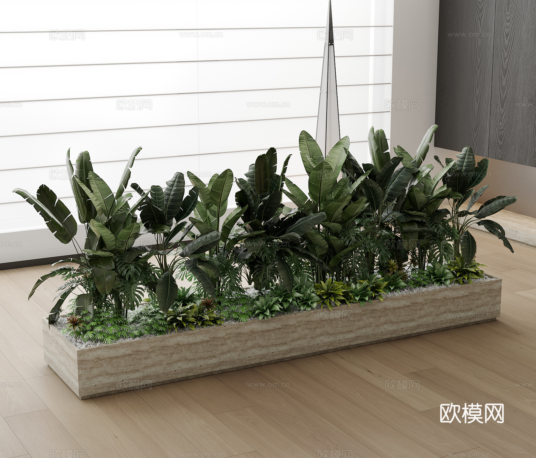 现代植物堆 绿植 盆栽 盆景 落地灯3d模型