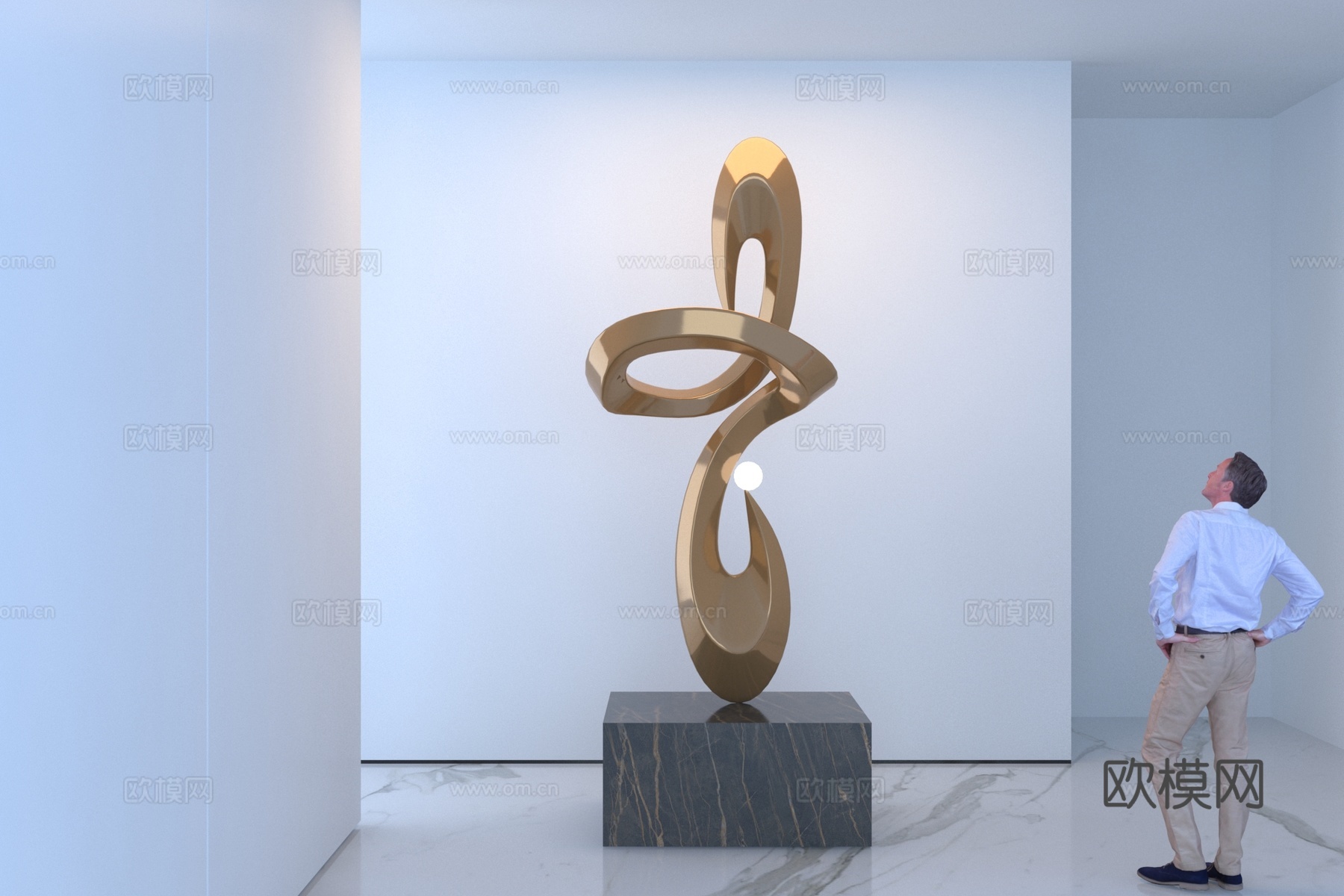 现代抽象雕塑摆件3d模型