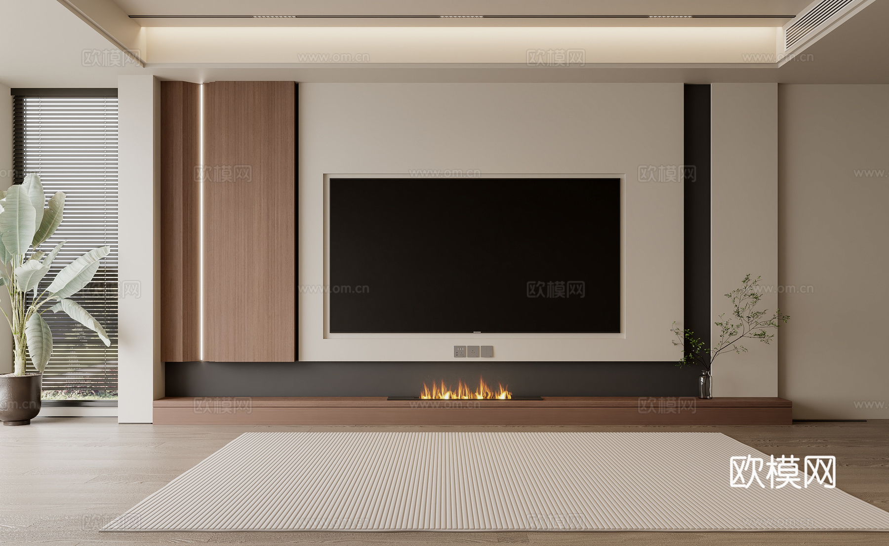 客厅电视背景墙3d模型