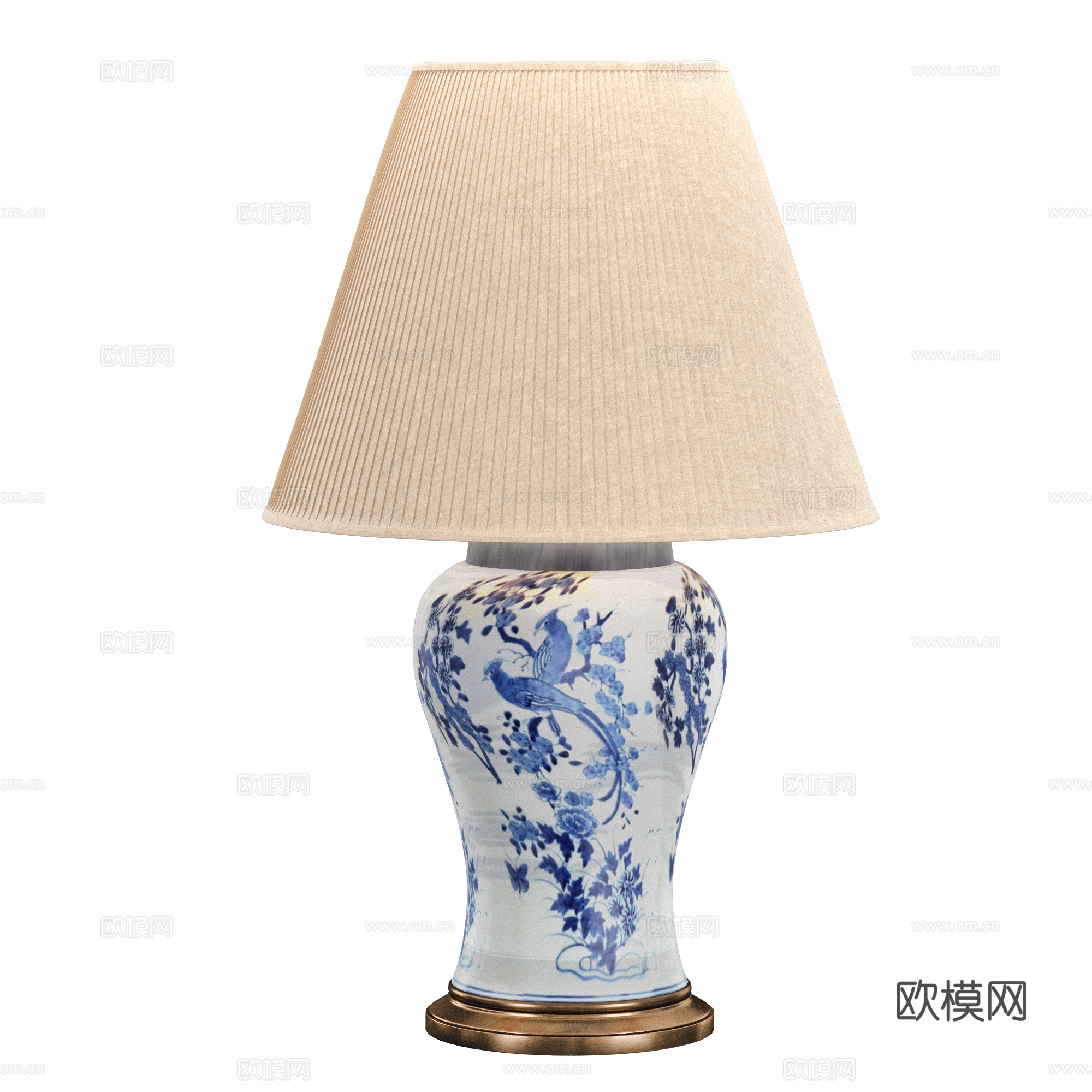 新中式 Blythe 青花瓷台灯3d模型