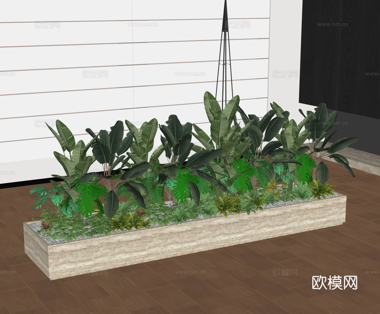 现代盆栽盆景绿植植物堆su模型