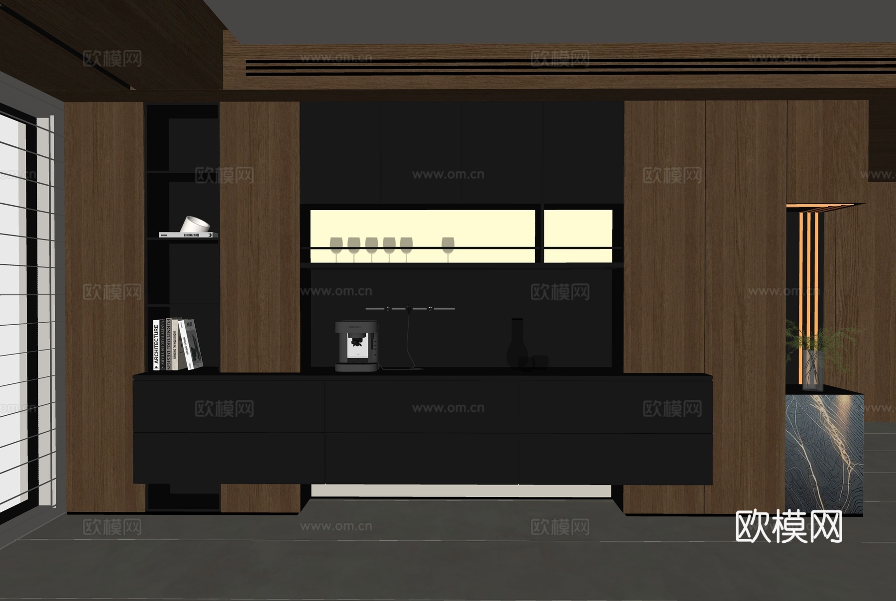 现代意式餐边柜su模型