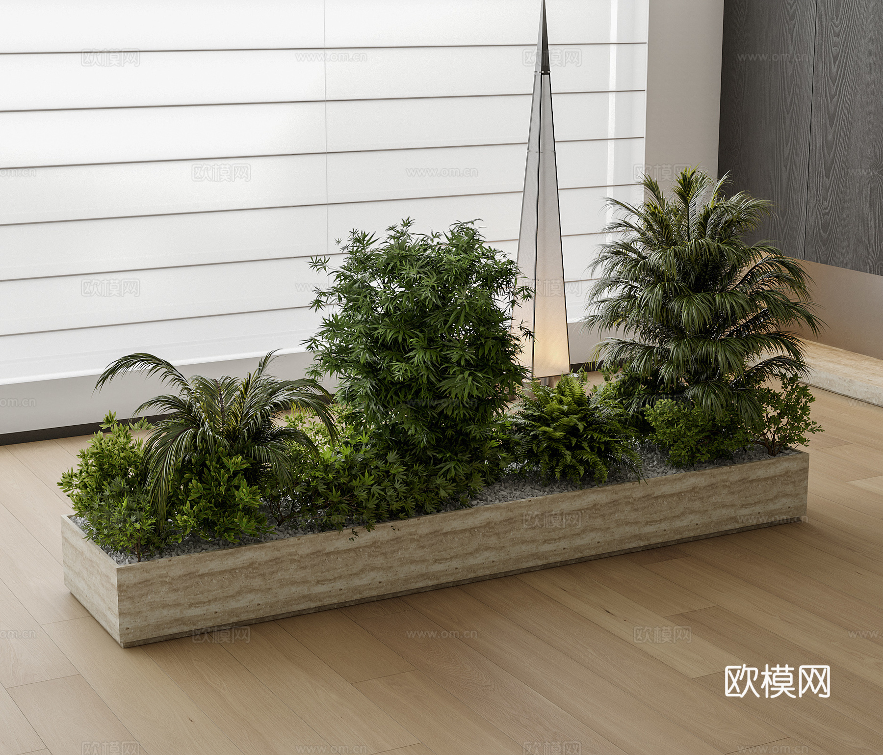 现代植物堆 绿植 盆栽 盆景 落地灯3d模型