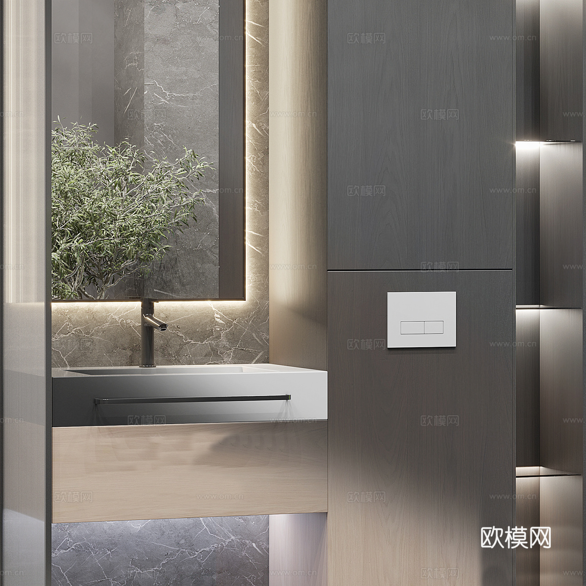 现代意式极简浴室柜3d模型