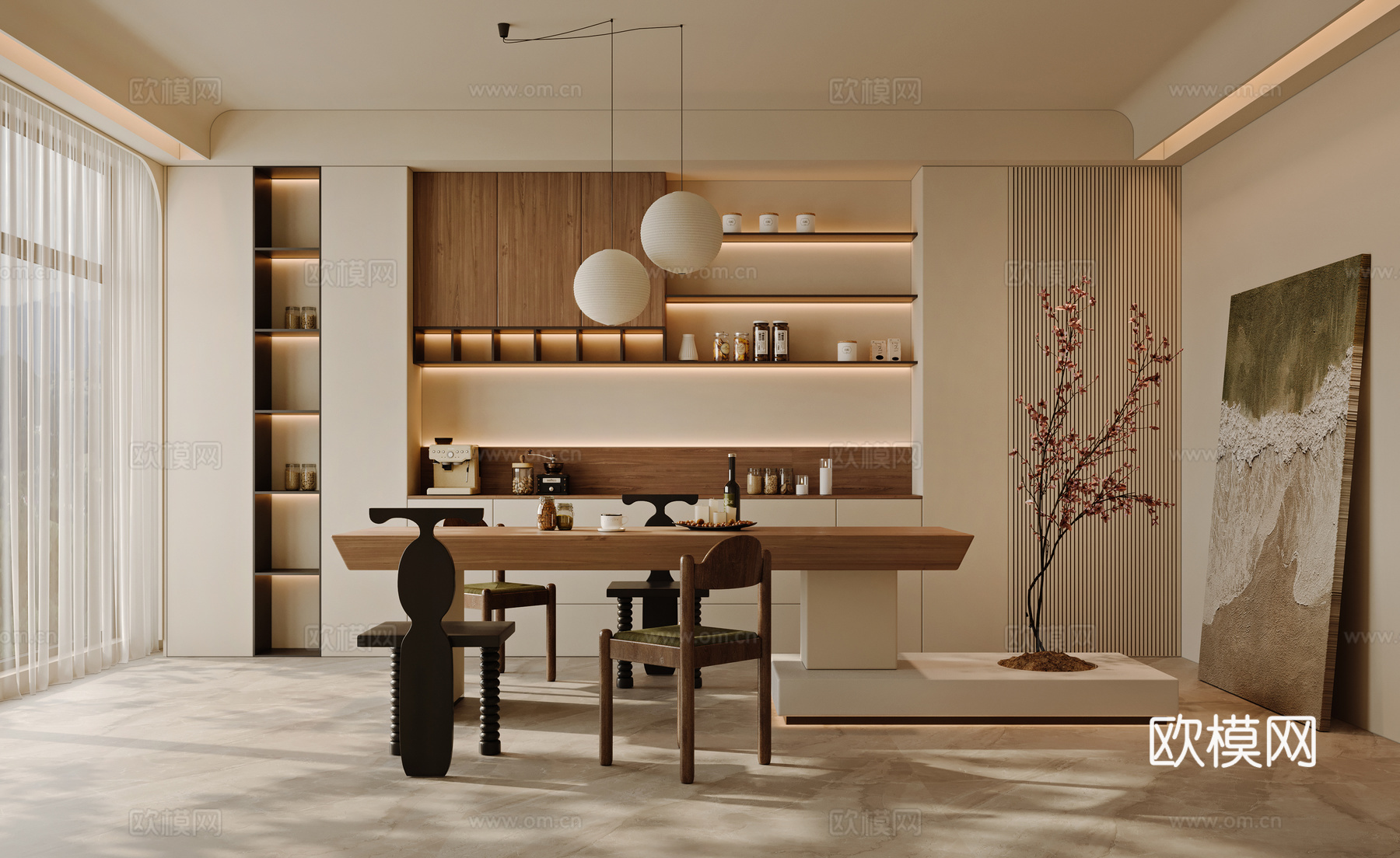 中古风餐厅3d模型下载