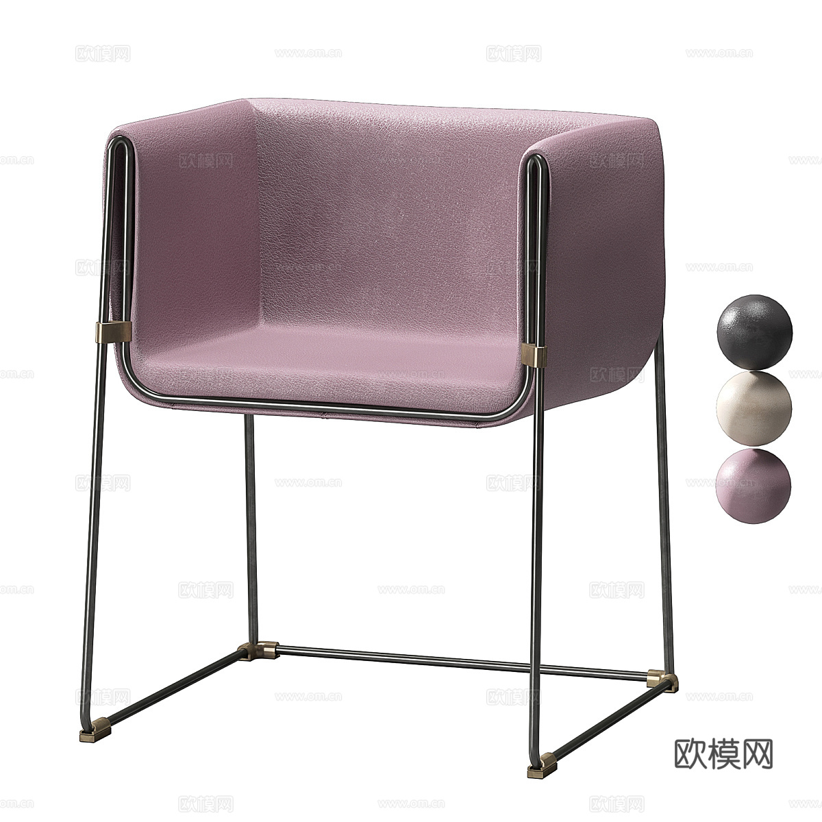 现代极简皮革扶手椅3d模型