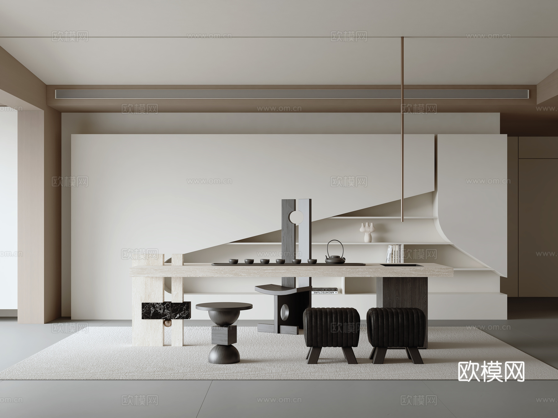 现代极简茶室3d模型